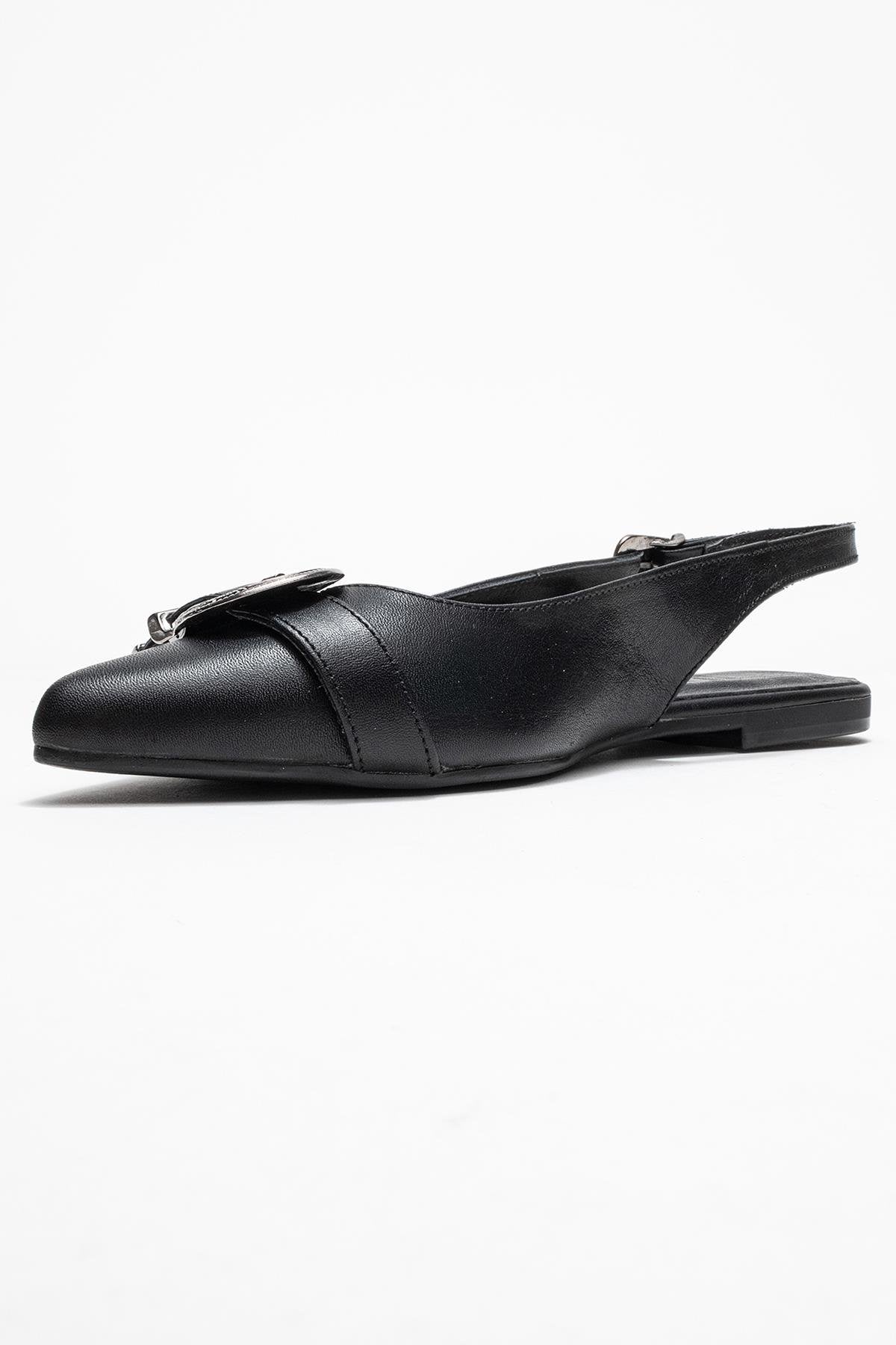 Dorothy - Black Genuine Leather Buckle Pointed Toe Sandal (Women) - Image 4