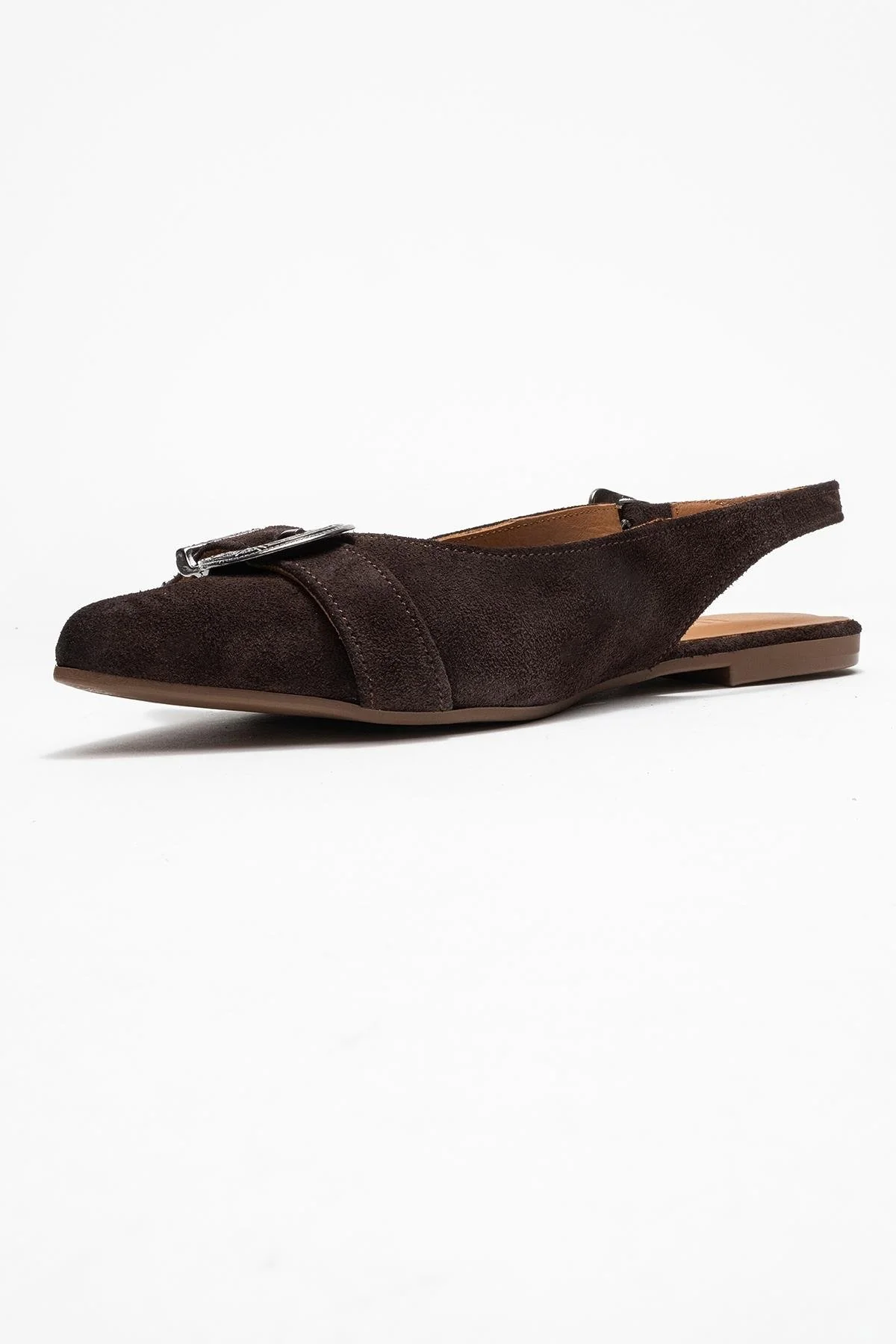 Dorothy - Brown Suede Genuine Leather Buckle Pointed Toe Sandal (Women) - Image 4