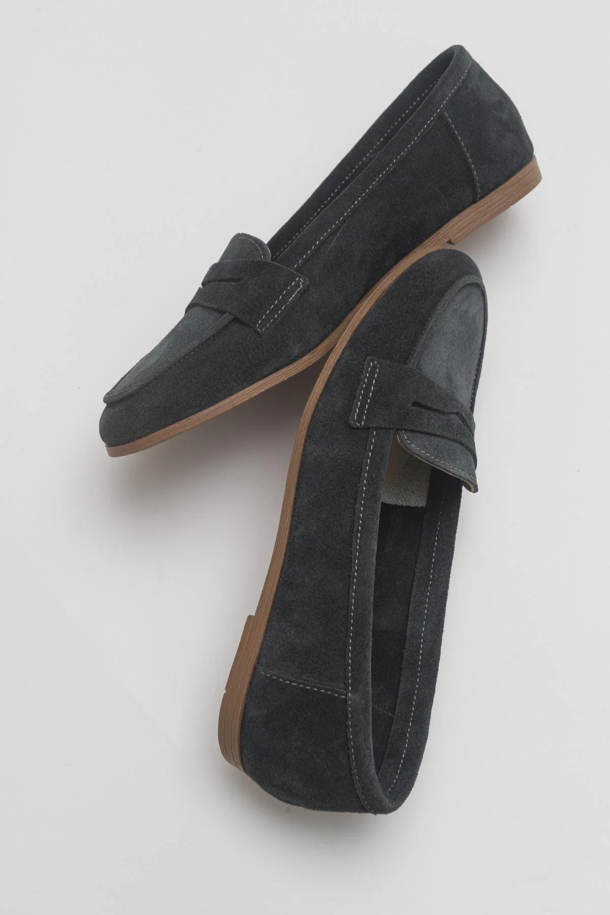 Dorothy - Dark Charcoal Suede Leather Loafers - Image 2