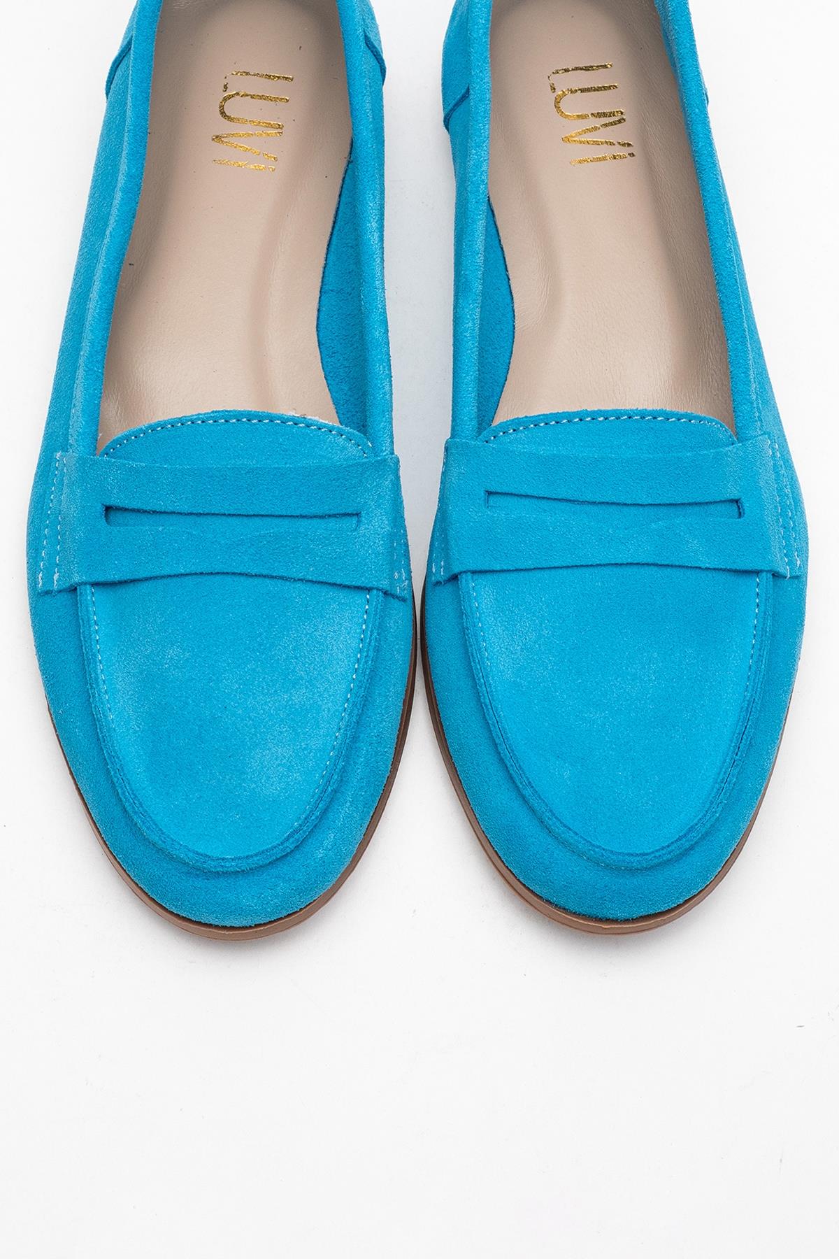 Dorothy - Light Blue Suede Leather Loafers (Women) - Image 2