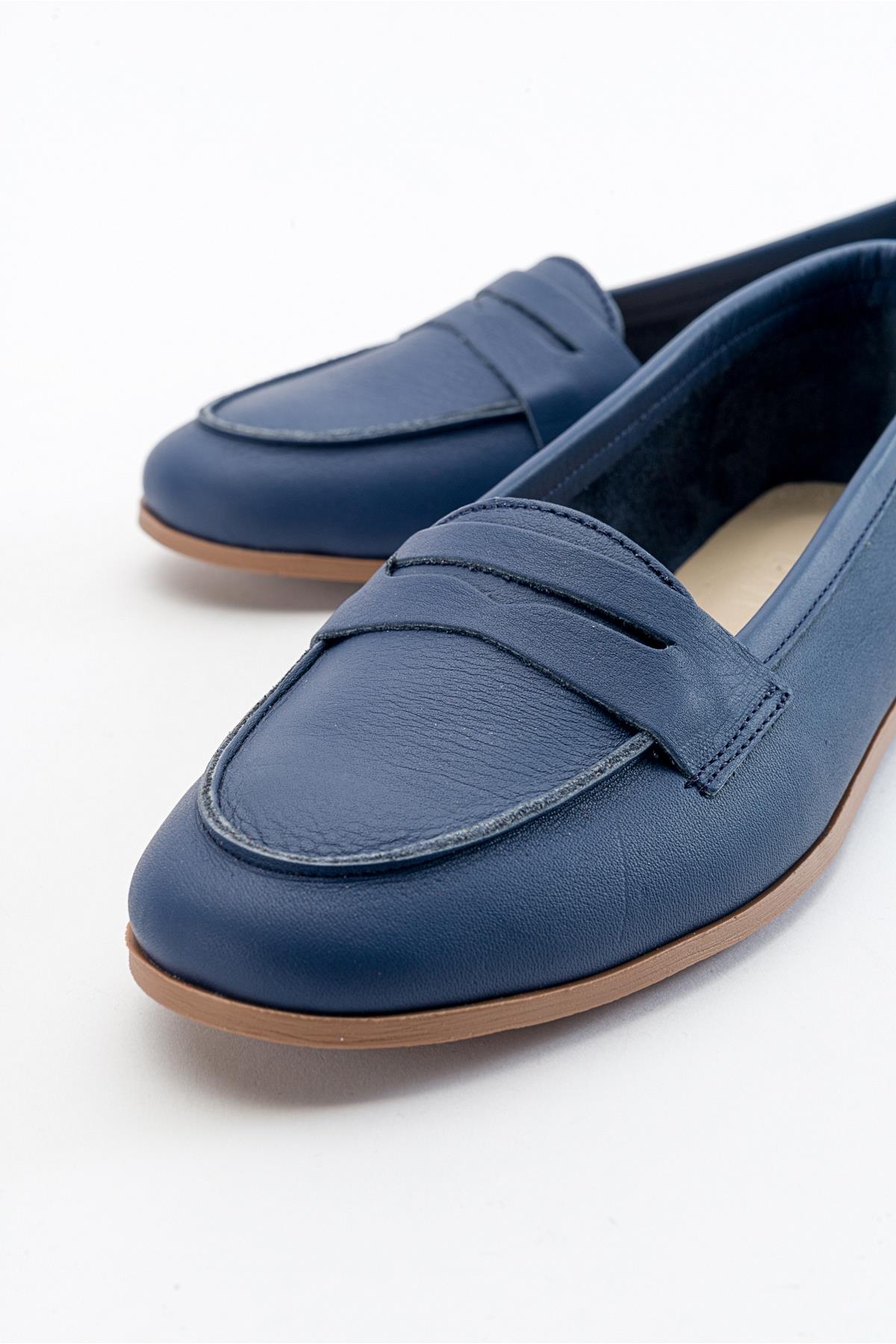 Dorothy - Navy Blue Leather Loafers - Image 5