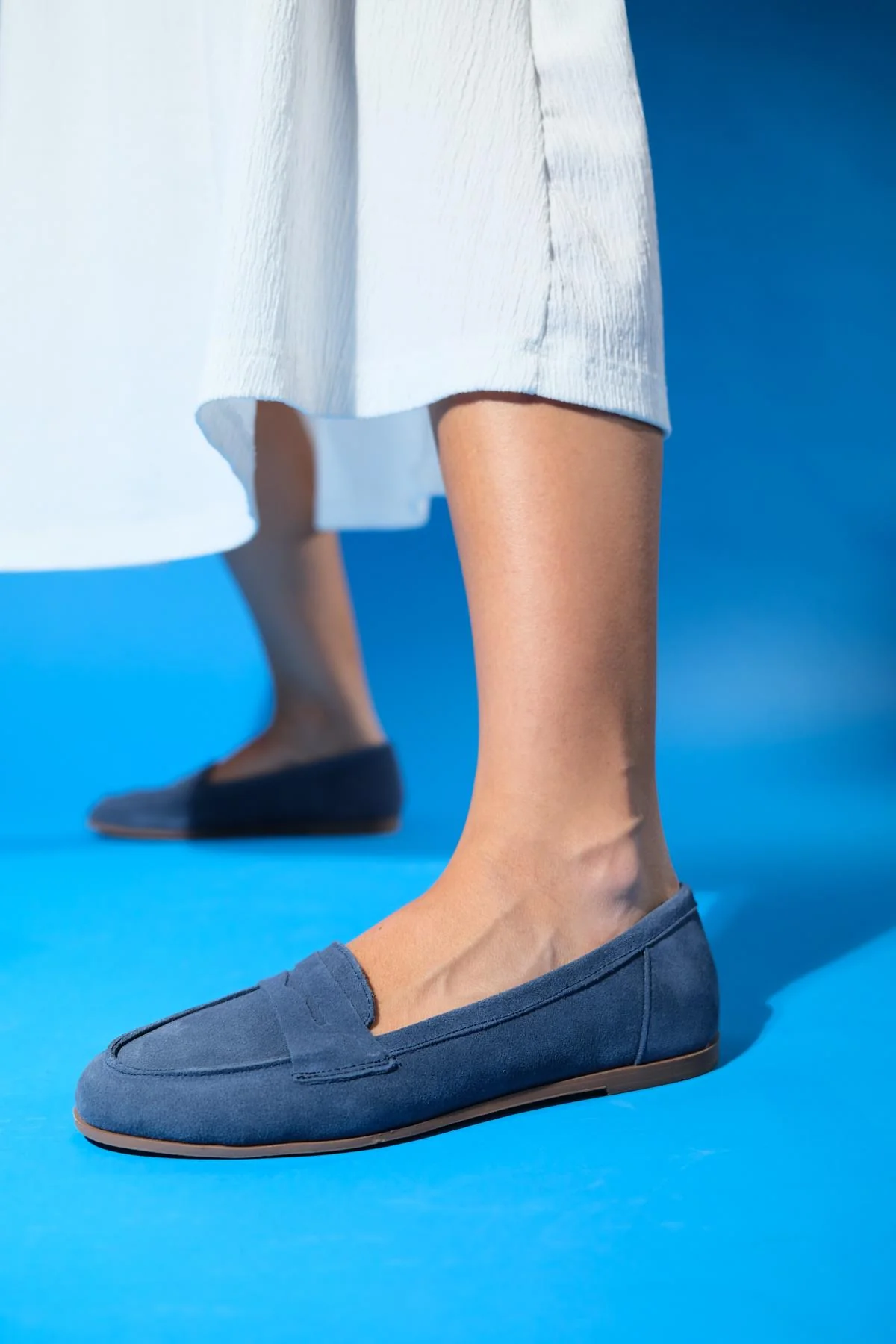 Dorothy - Navy Blue Suede Leather Loafers - Image 6
