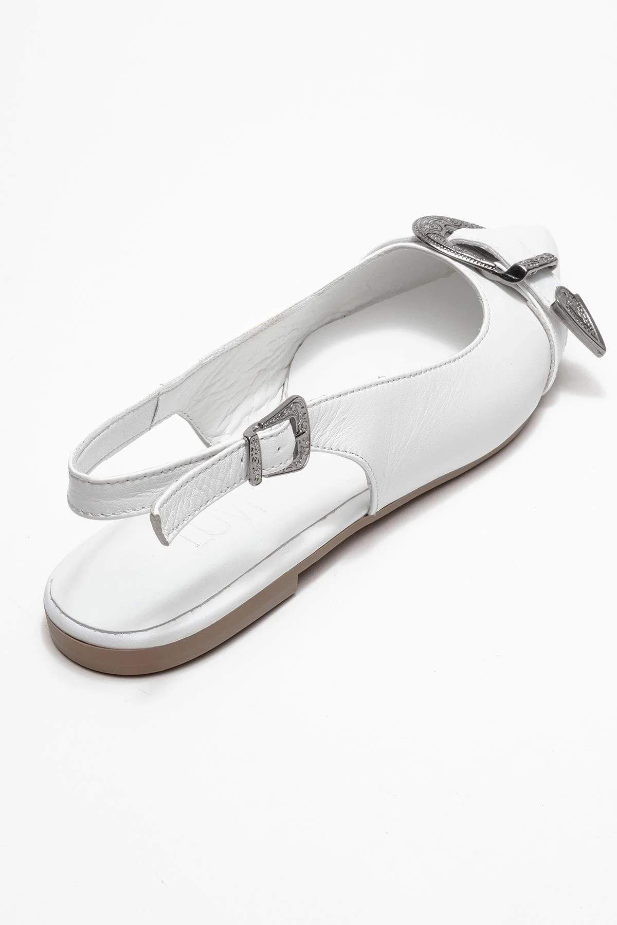 Dorothy - White Genuine Leather Pointed-Toe Buckle Sandal (Women) - Image 5