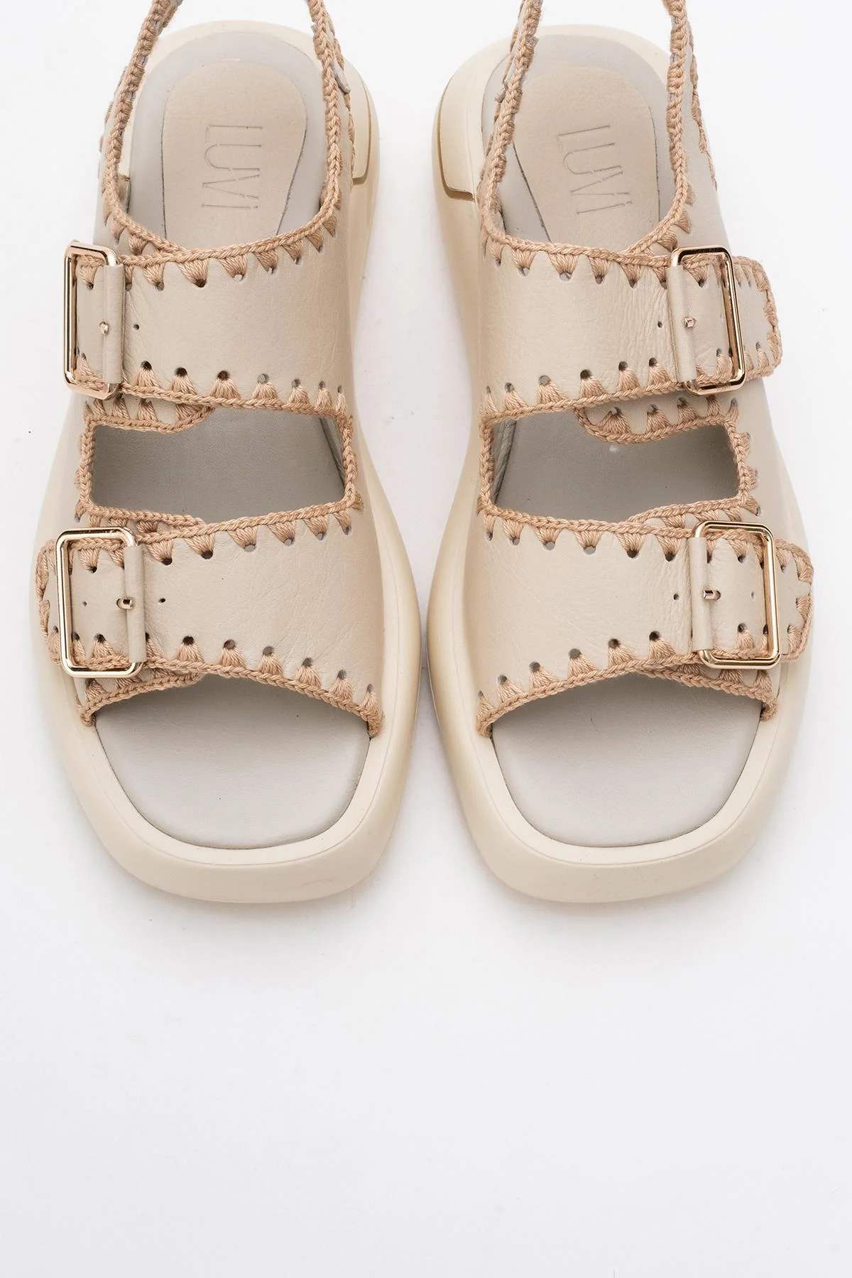 Douro - Beige Braided Rope Strap Leather Sandal (Women) - Image 2