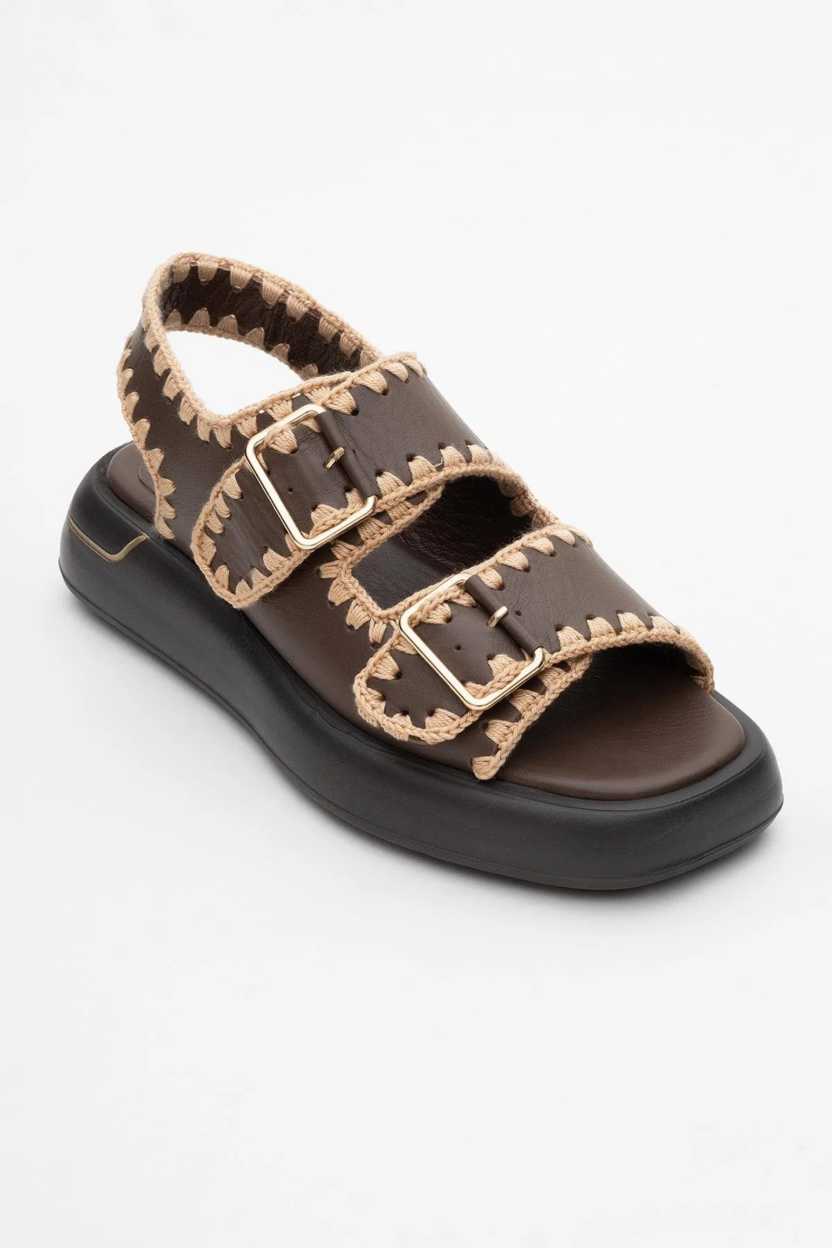 Douro - Brown Braided Rope Strap Leather Sandal (Women) - Image 3