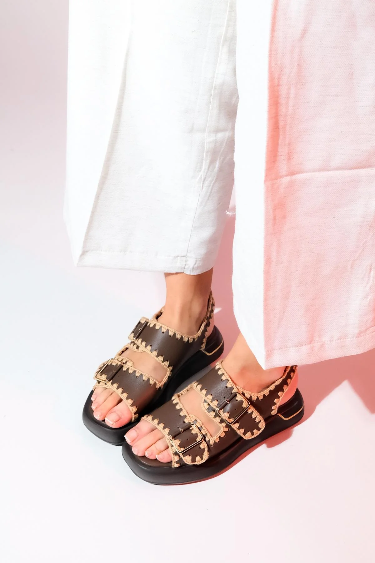 Douro - Brown Braided Rope Strap Leather Sandal (Women) - Image 8