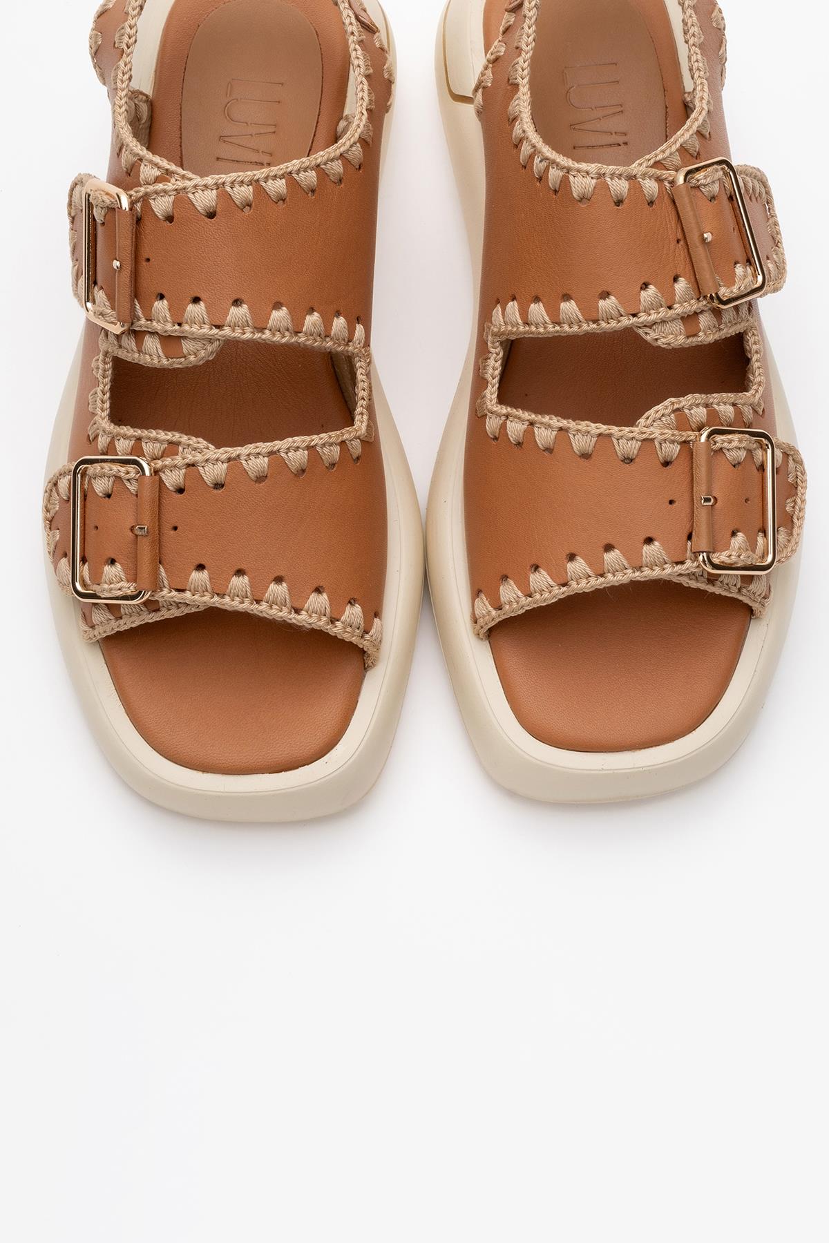 Douro - Cognac Brown Braided Rope Strap Leather Sandal (Women) - Image 2