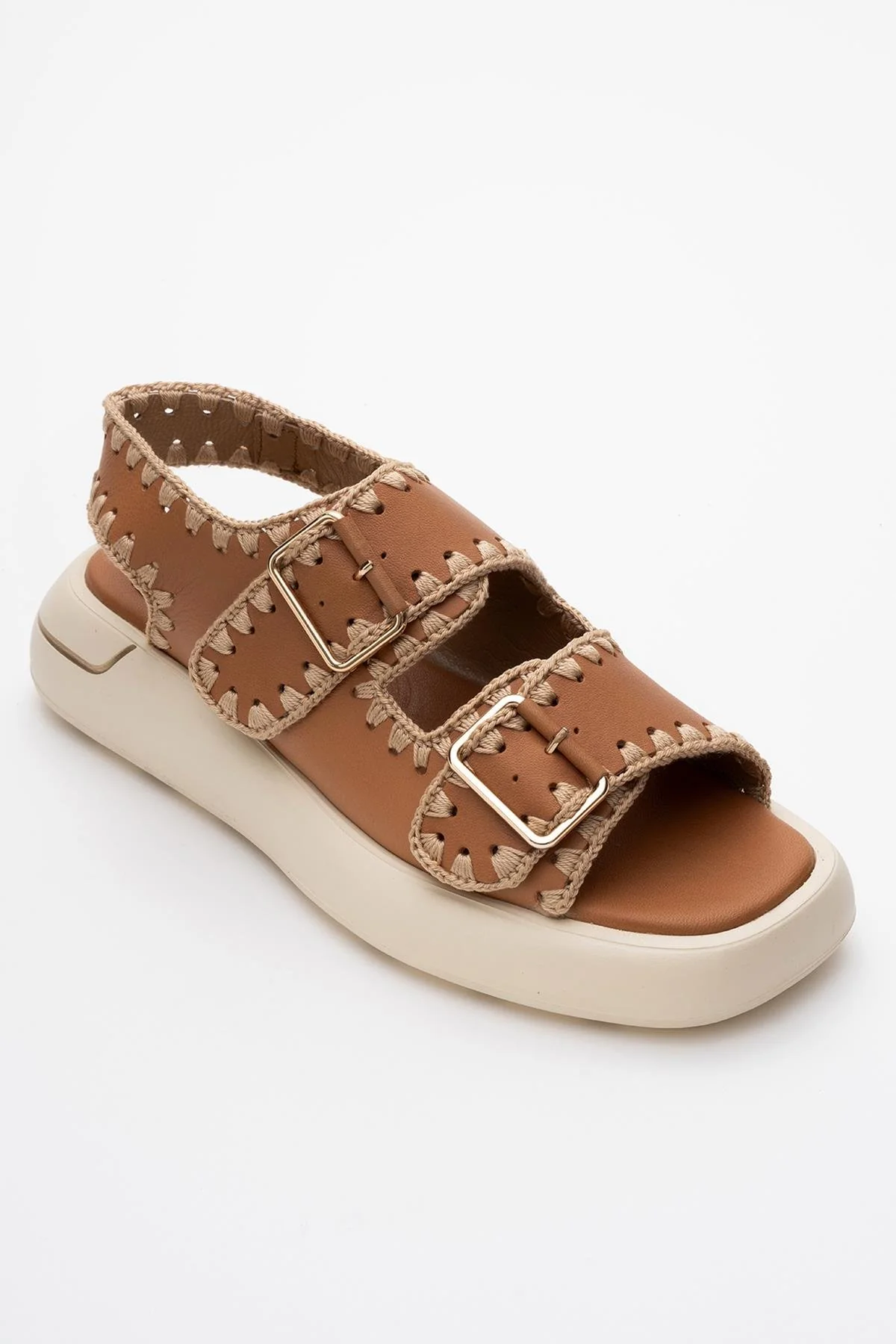 Douro - Cognac Brown Braided Rope Strap Leather Sandal (Women) - Image 3