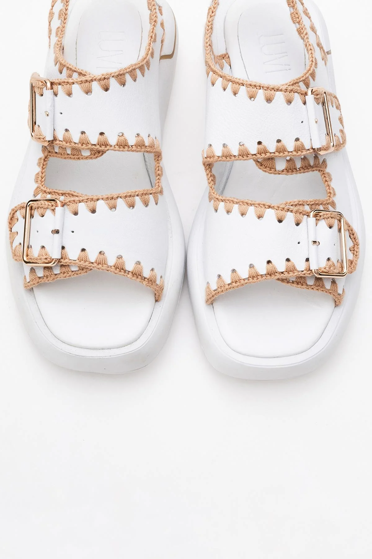 Douro - White Braided Rope Strap Leather Sandal (Women) - Image 2