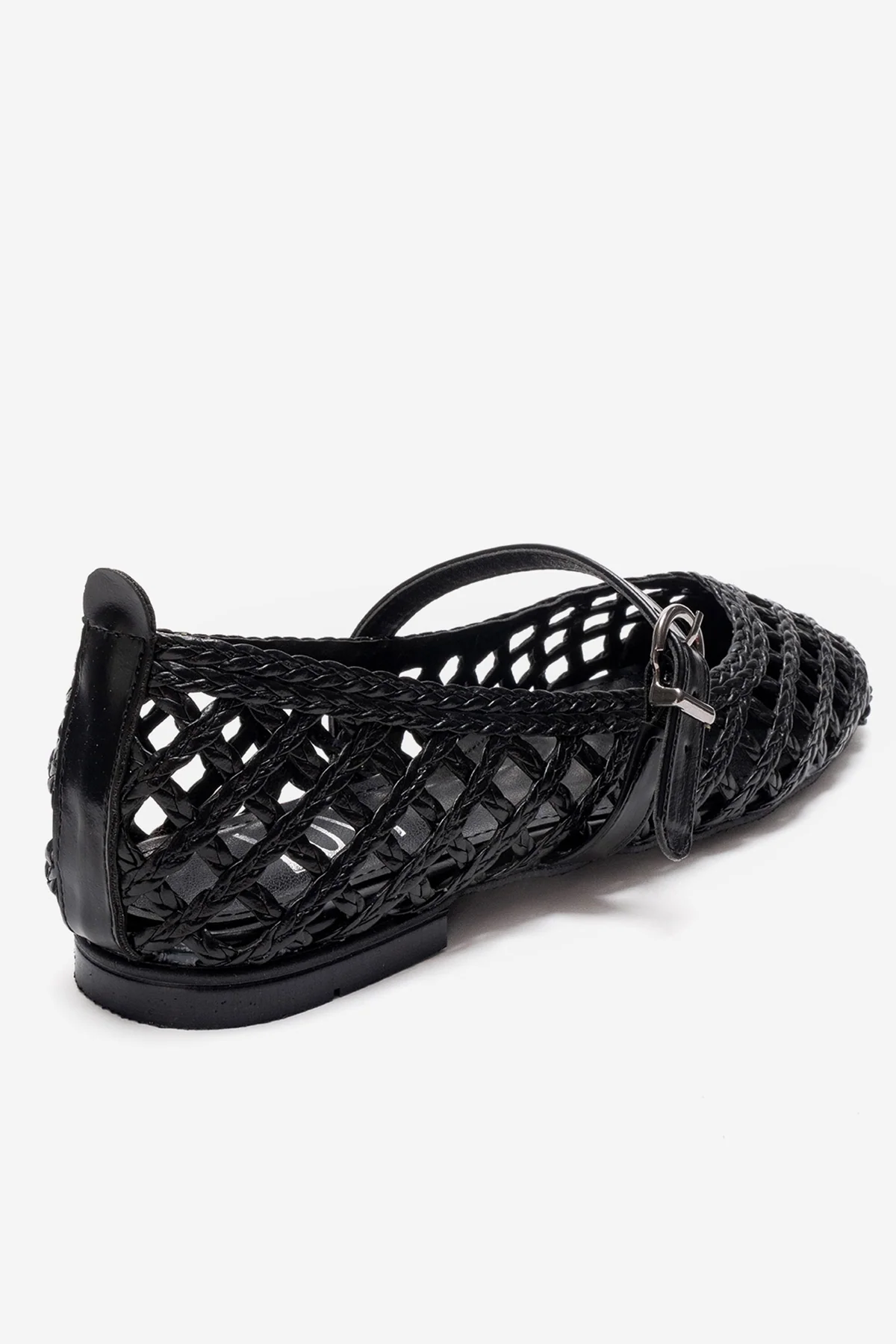 DOUX - Black Genuine Leather Braided Textured Band Ballet Flat (Women) - Image 5