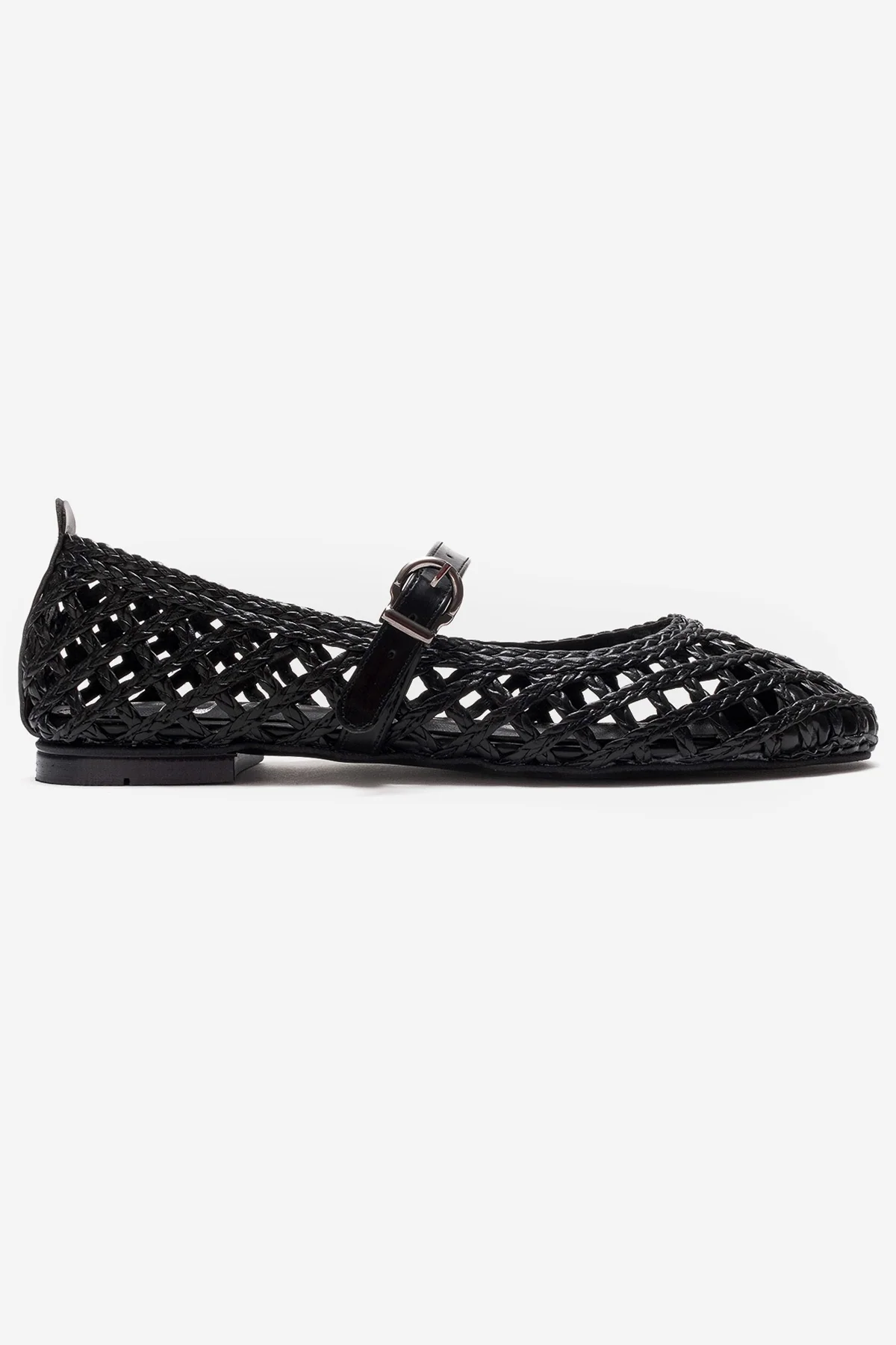 DOUX - Black Genuine Leather Braided Textured Band Ballet Flat (Women) - Image 6