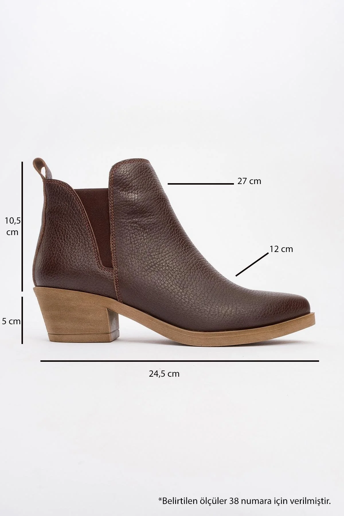 Dovena - Brown Genuine Leather Elastic Block Heel Ankle Boot (Women) - Image 4