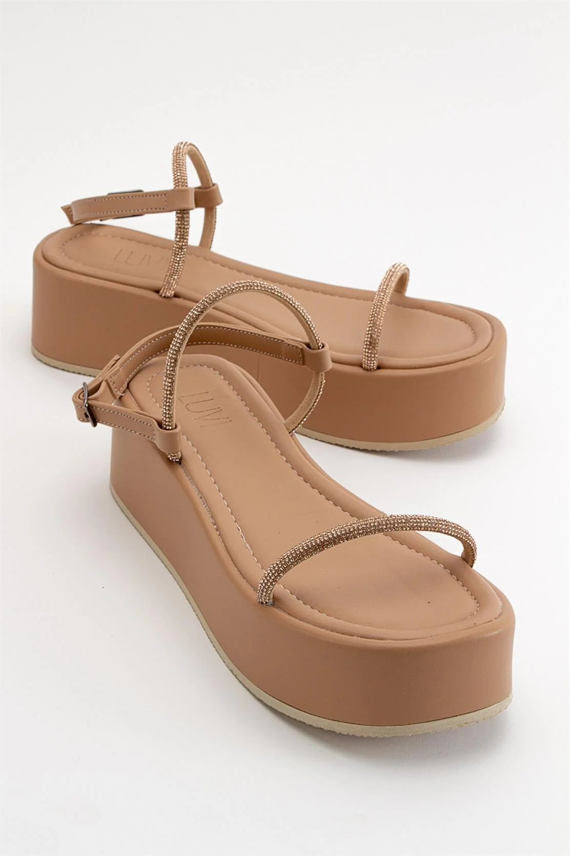 Ekos - Beige Jeweled Platform Sandal (Women)