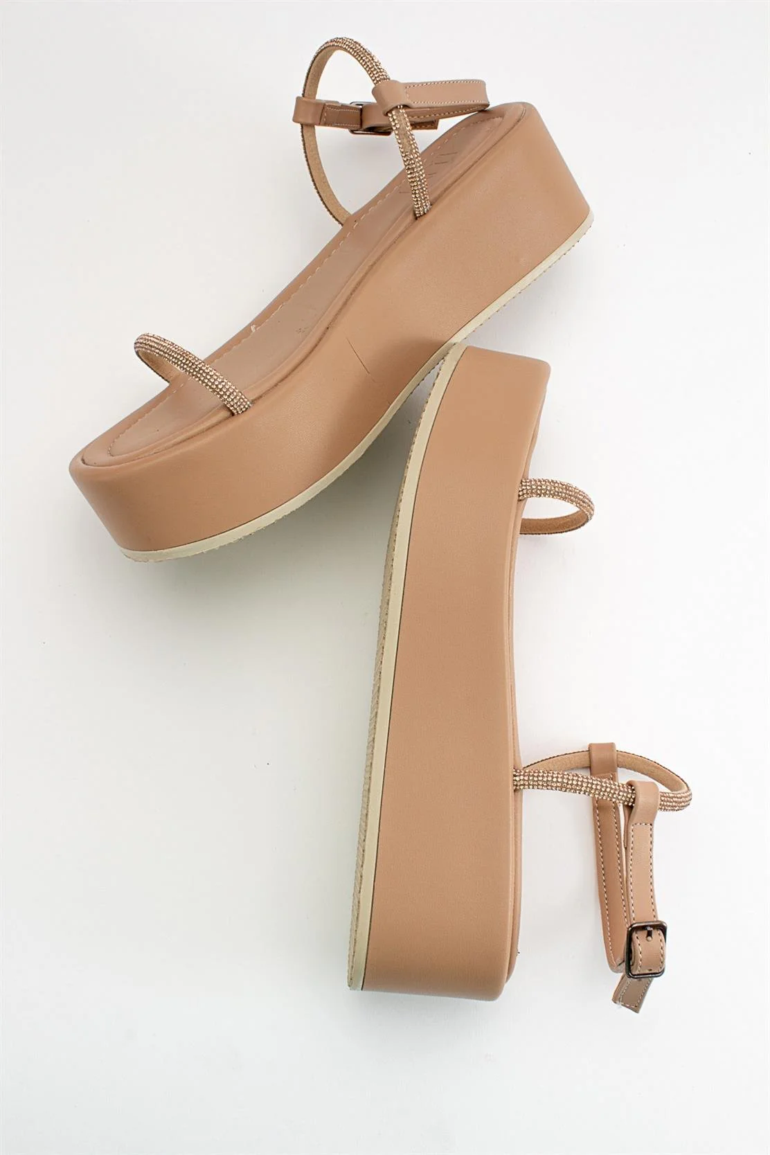 Ekos - Beige Jeweled Platform Sandal (Women) - Image 2
