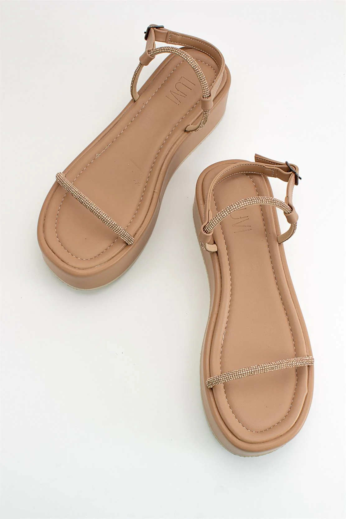 Ekos - Beige Jeweled Platform Sandal (Women) - Image 3