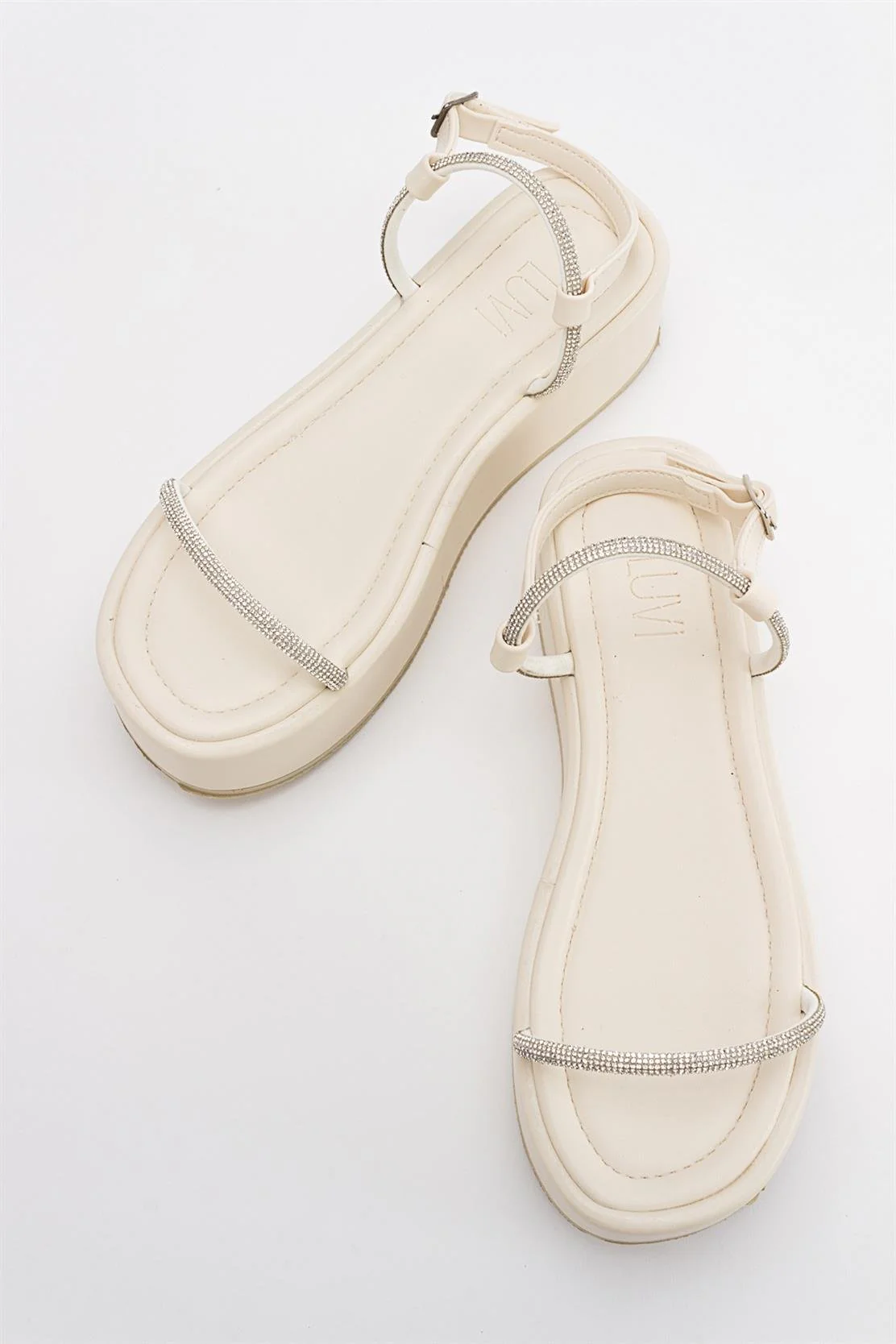 Ekos - Ecru Beige Jeweled Platform Sandal (Women) - Image 2
