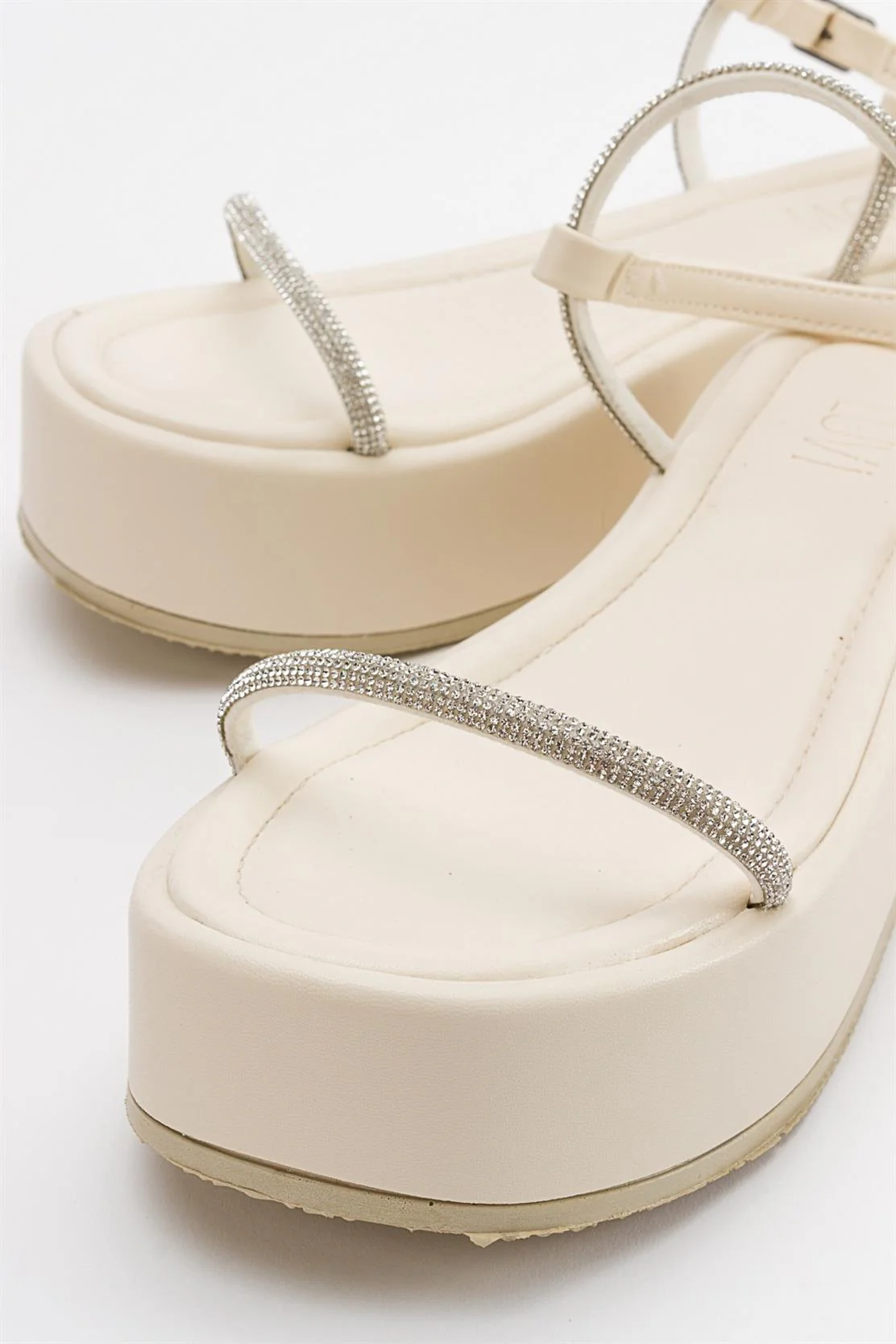 Ekos - Ecru Beige Jeweled Platform Sandal (Women) - Image 4