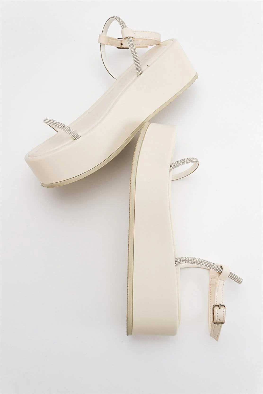 Ekos - Ecru Beige Jeweled Platform Sandal (Women) - Image 5