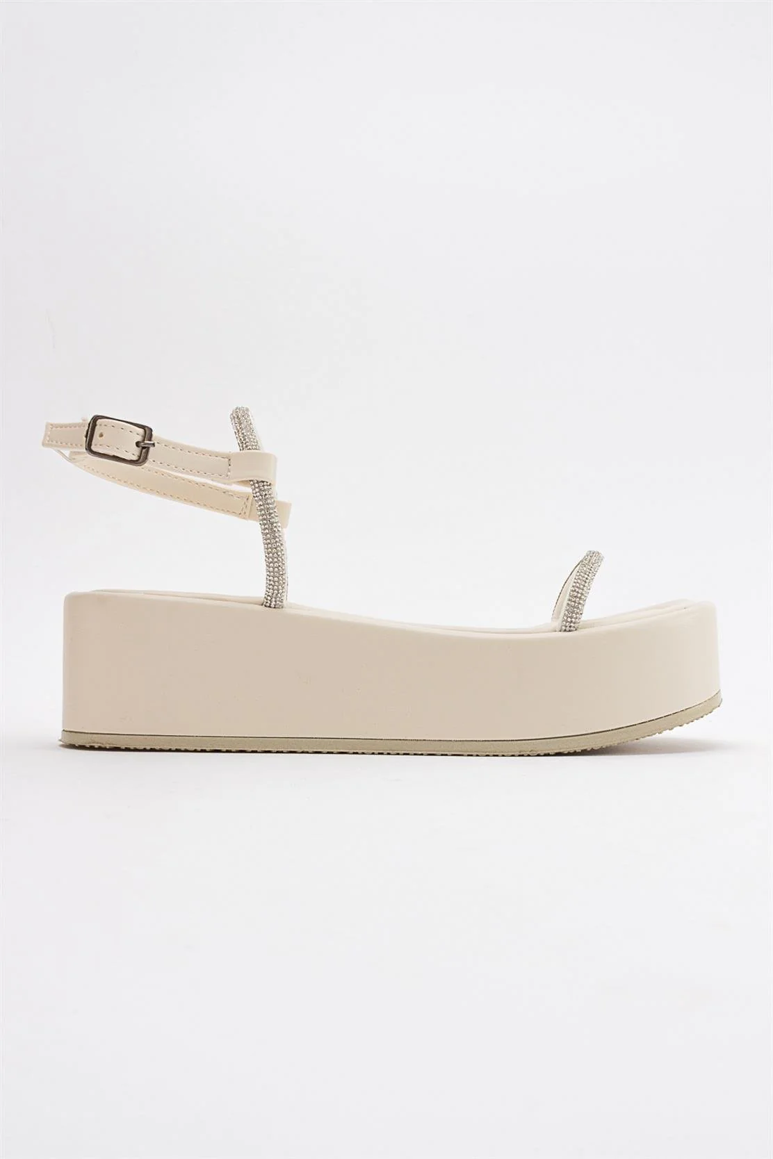 Ekos - Ecru Beige Jeweled Platform Sandal (Women) - Image 6