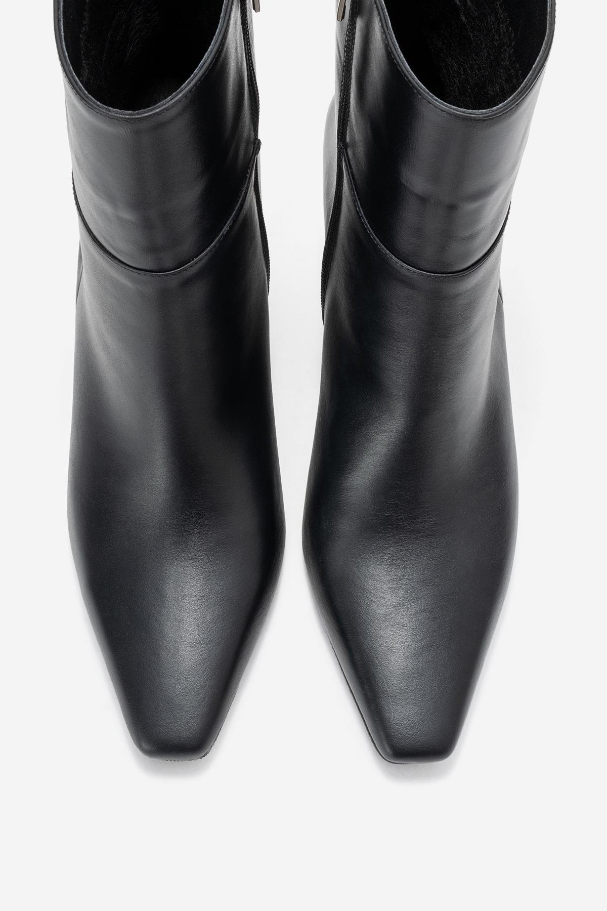 Kyoto - Black Genuine Leather Block Heel Boot (Women) - Image 2