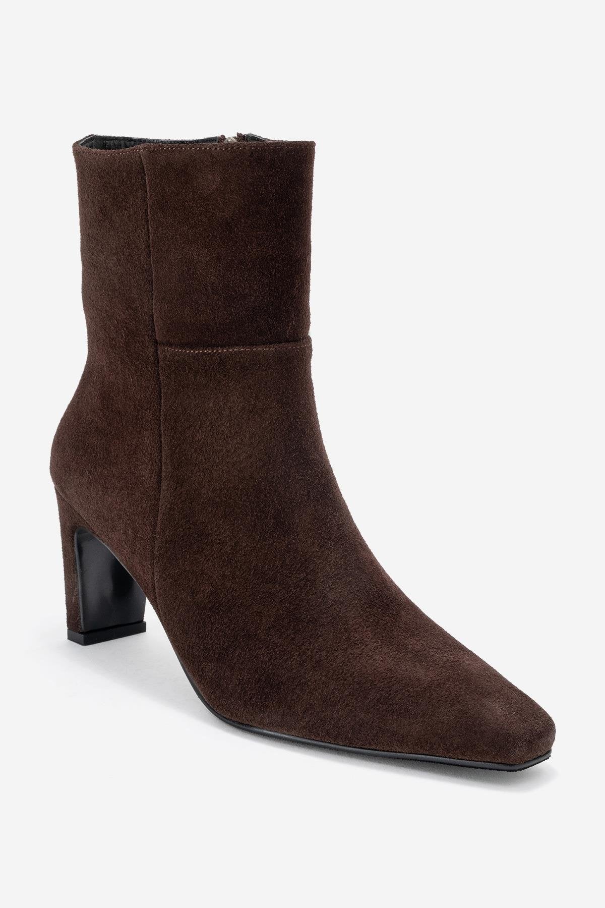 Kyoto - Brown Suede Genuine Leather Block Heel Boot (Women) - Image 3