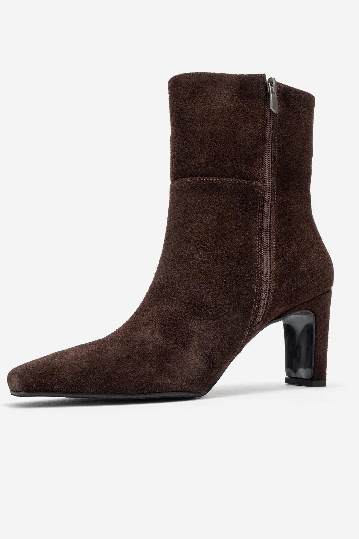 Kyoto - Brown Suede Genuine Leather Block Heel Boot (Women) - Image 4