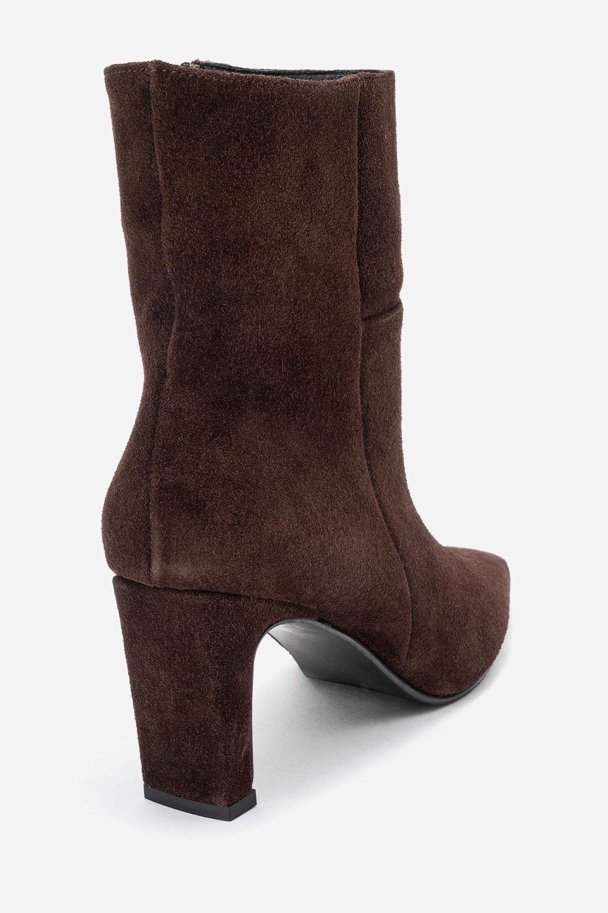 Kyoto - Brown Suede Genuine Leather Block Heel Boot (Women) - Image 5