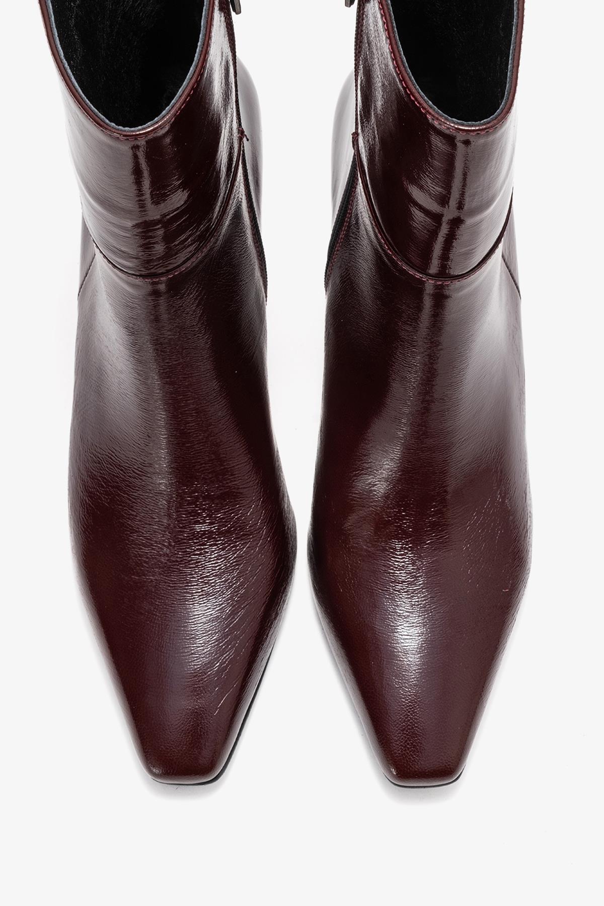 Kyoto - Burgundy Genuine Leather Block Heel Boot (Women) - Image 2
