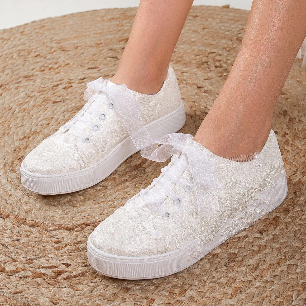 Elise - Ivory Lace Wedding Sneakers - Image 3