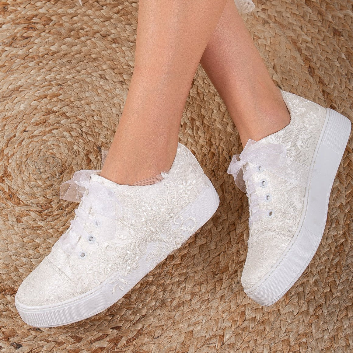 Elise - Ivory Lace Wedding Sneakers - Image 4