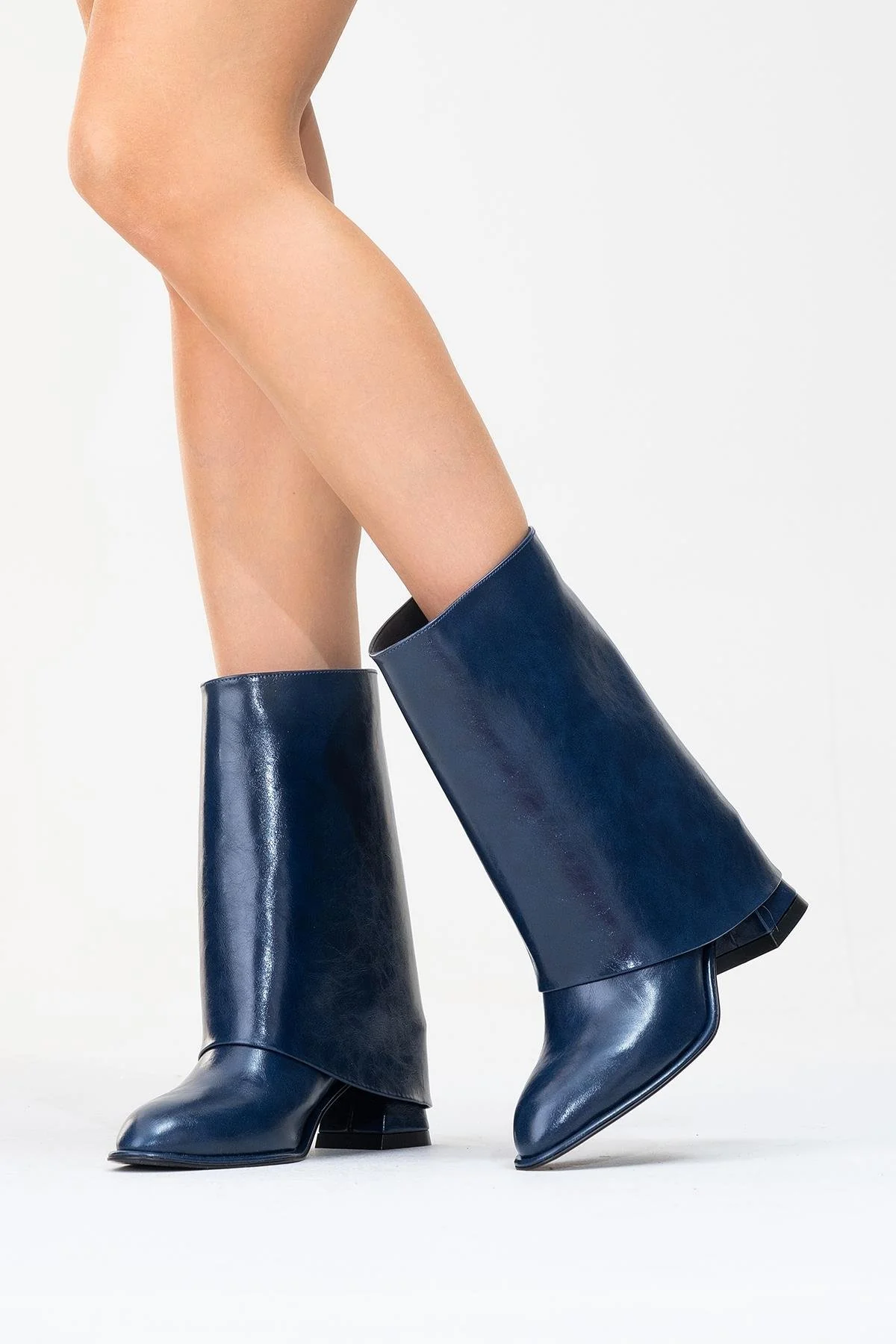 Ellas Navy Chunky Heel Boot (Women) - Image 6