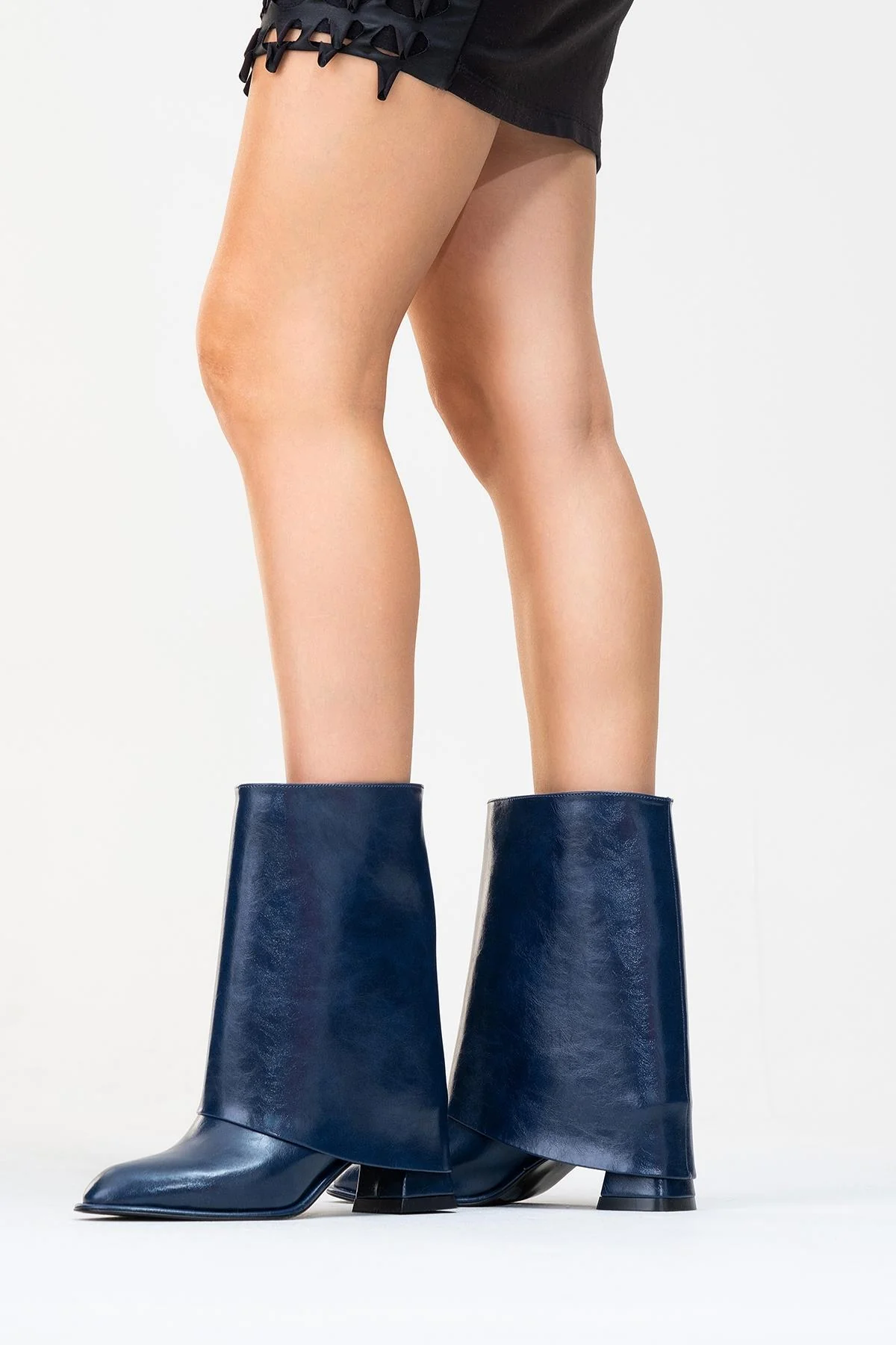 Ellas Navy Chunky Heel Boot (Women) - Image 9