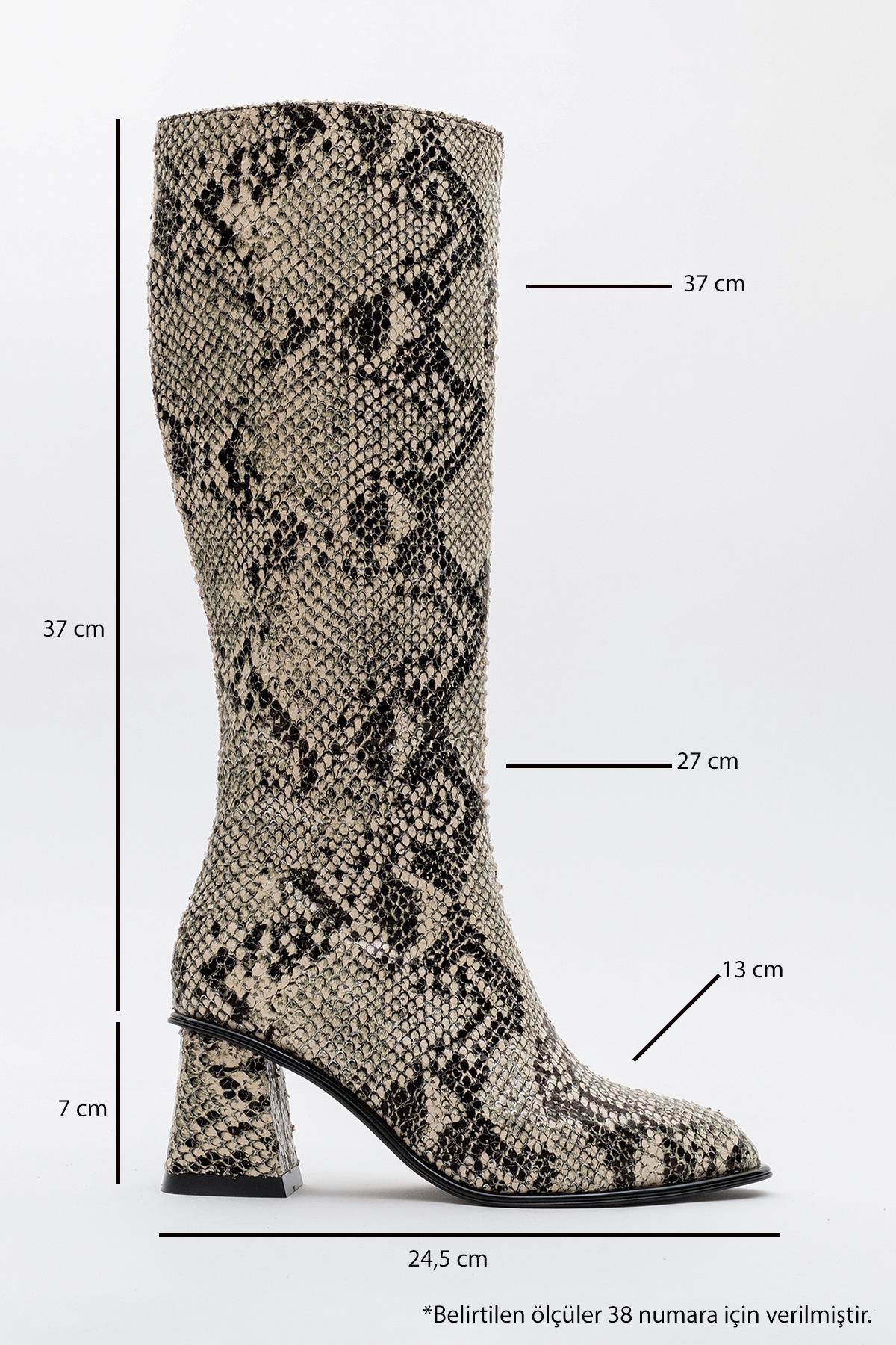 Elly Black White Pattern Block Heel Boot (Women) - Image 5
