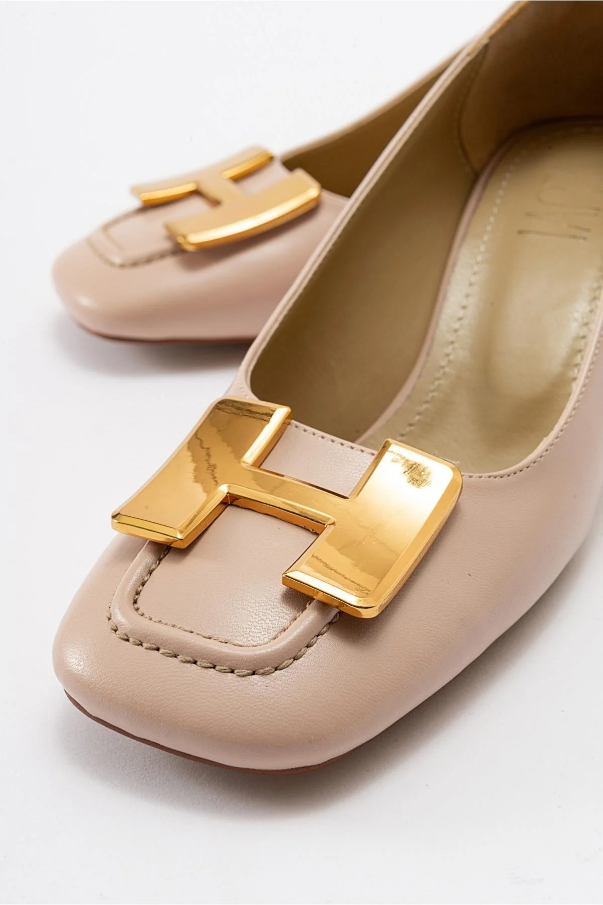 Elois - Beige Gold Buckled Heeled Shoe (Women) - Image 3