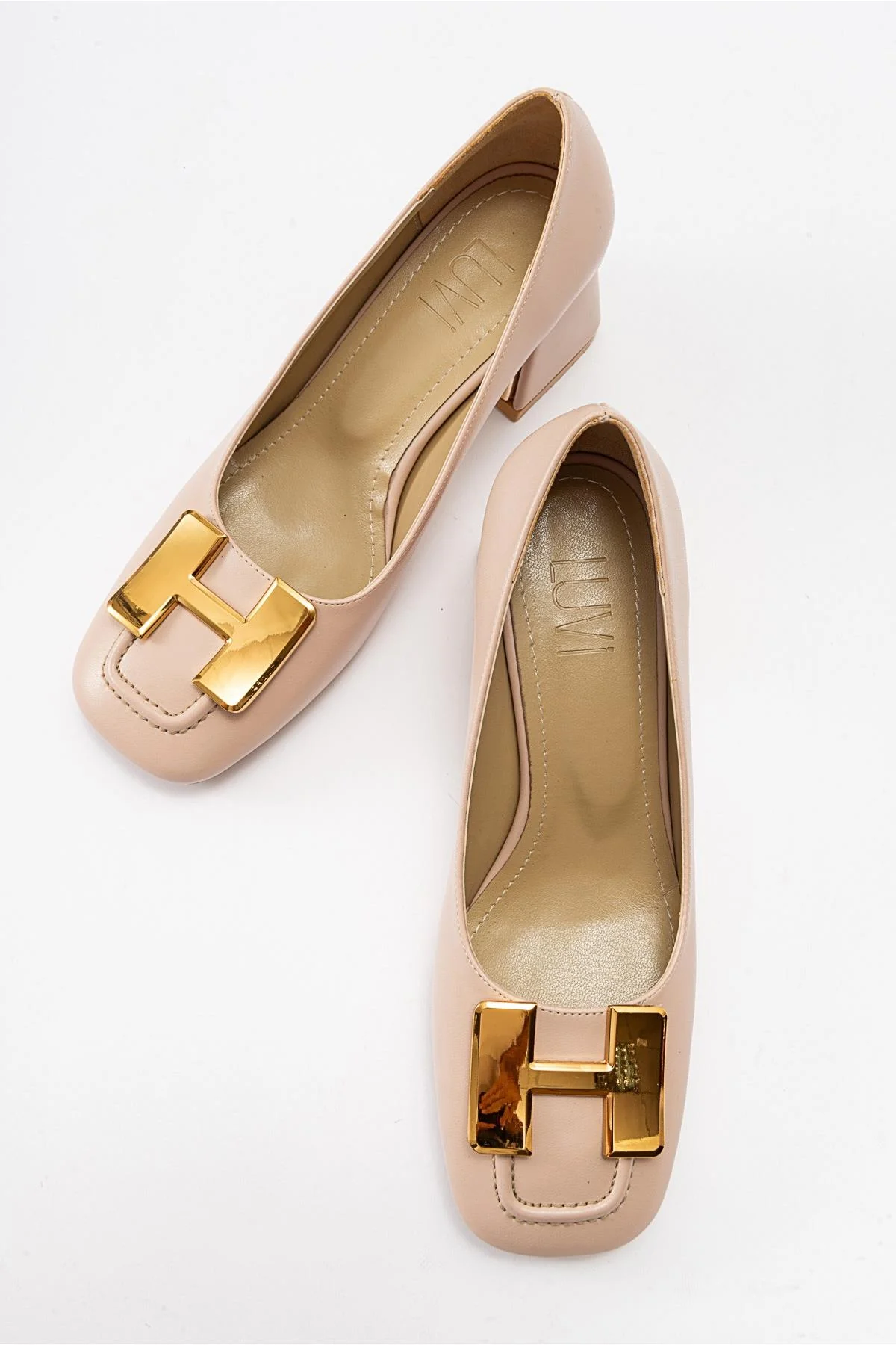 Elois - Beige Gold Buckled Heeled Shoe (Women) - Image 4