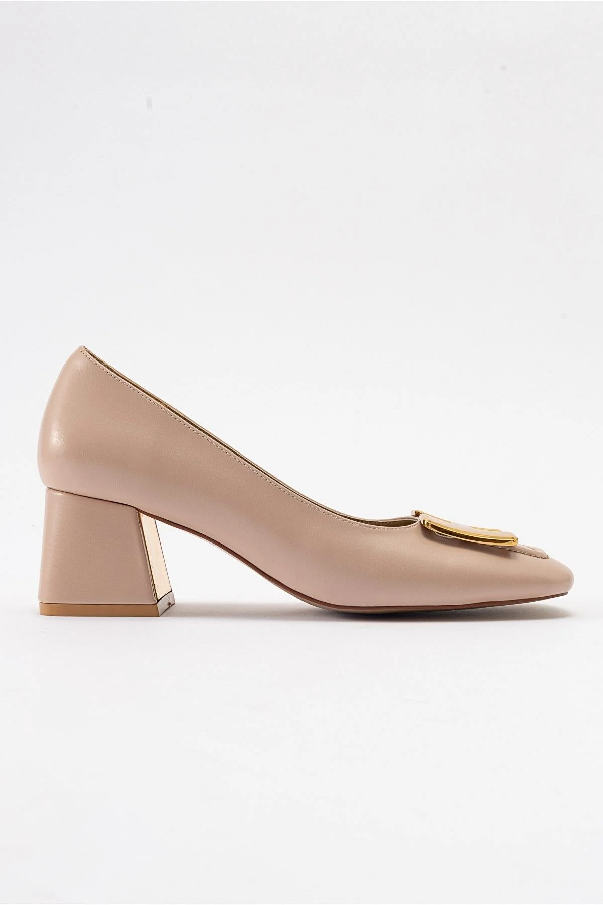 Elois - Beige Gold Buckled Heeled Shoe (Women) - Image 6