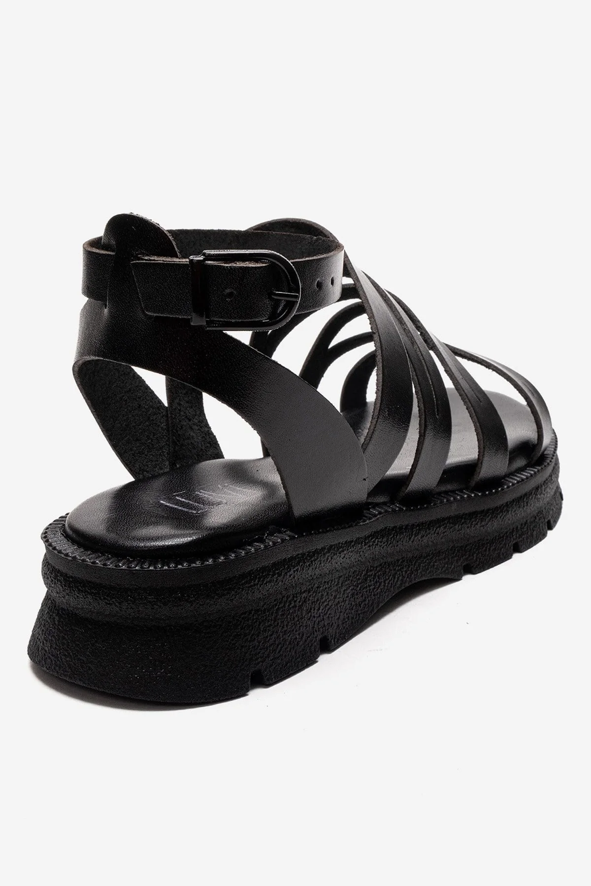 ELSA - Black Genuine Leather Multi-Strap Toe-Post Sandal (Women) - Image 5