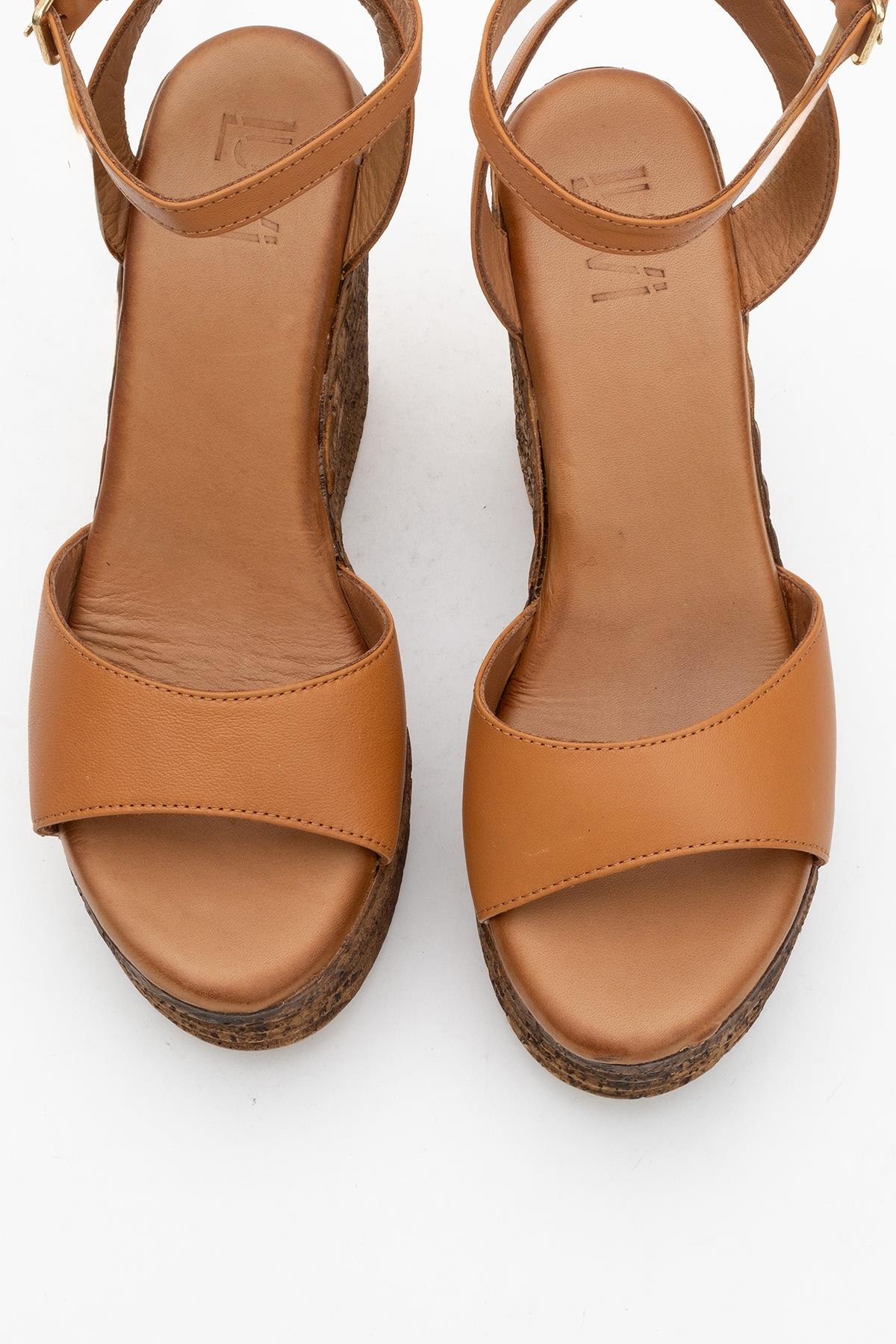 Elsie - Cognac Wedge Leather Sandal (Women) - Image 2