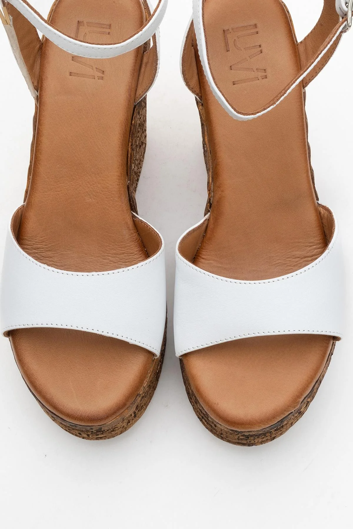 Elsie - White Wedge Leather Sandal (Women) - Image 2