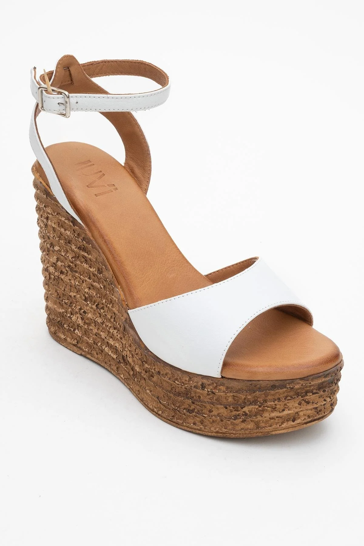 Elsie - White Wedge Leather Sandal (Women) - Image 3
