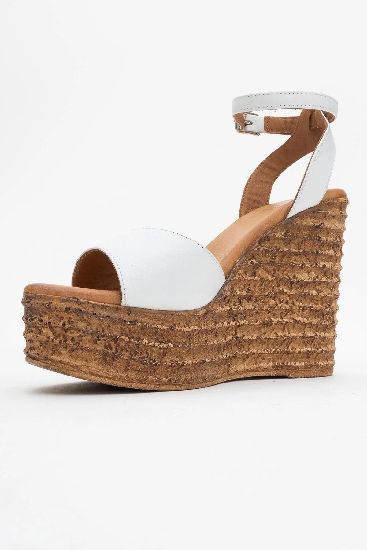 Elsie - White Wedge Leather Sandal (Women) - Image 4