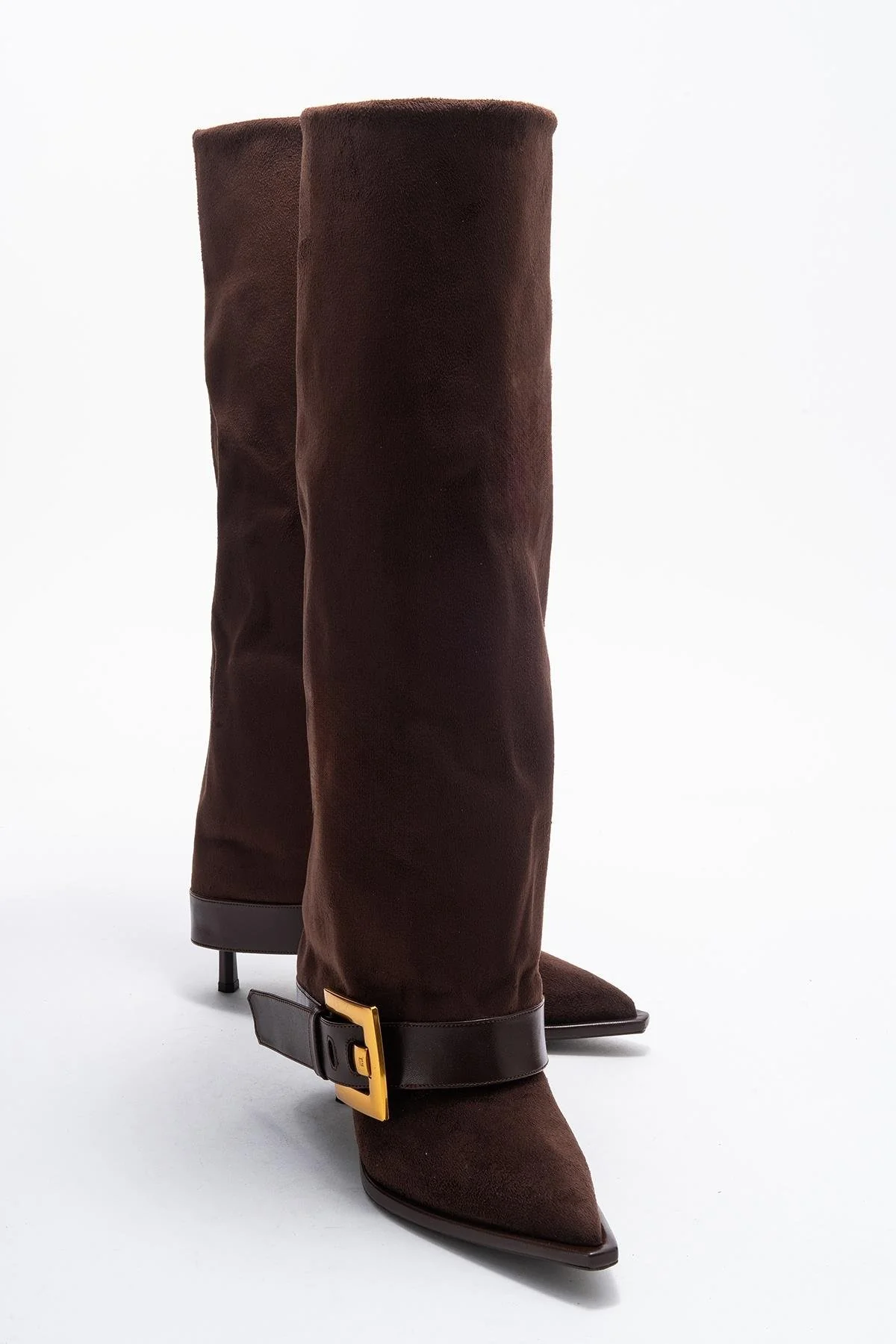 Elva - Brown Buckle Stiletto Boot (Women)