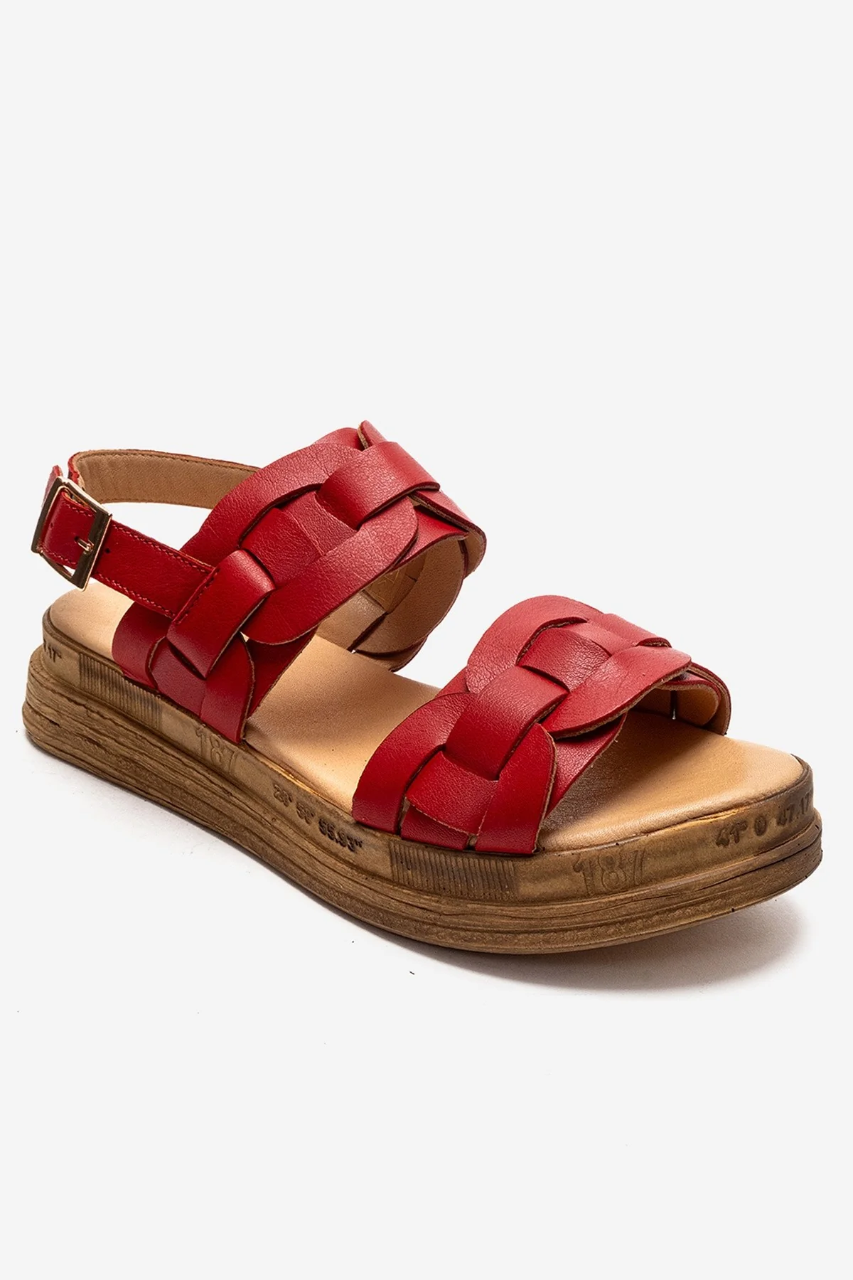 ELVORO - Red Genuine Leather Sandal (Women) - Image 3
