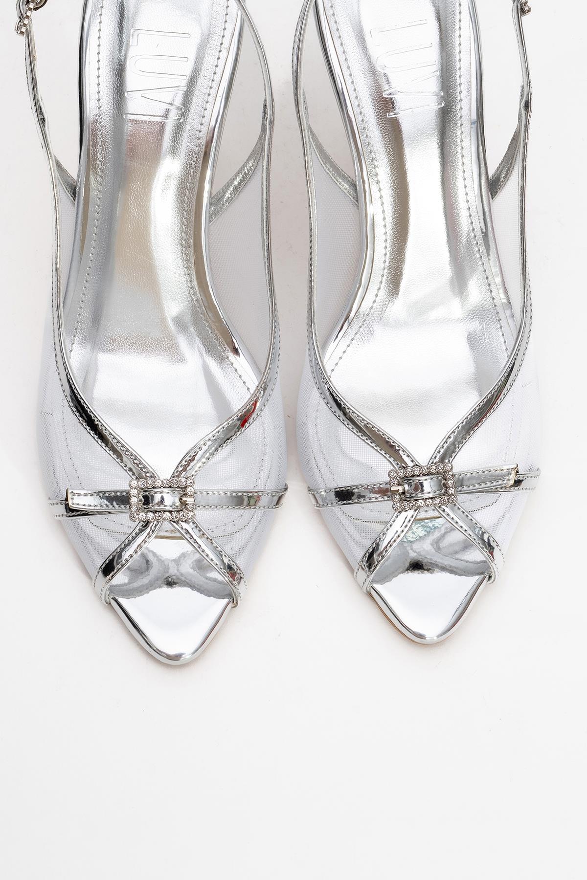 Elyse - Silver High-Heel Evening Shoe (Women) - Image 2