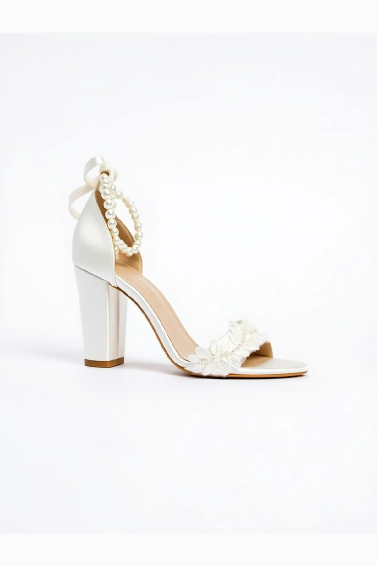 Elysia Pearl And Lace Wedding Heels