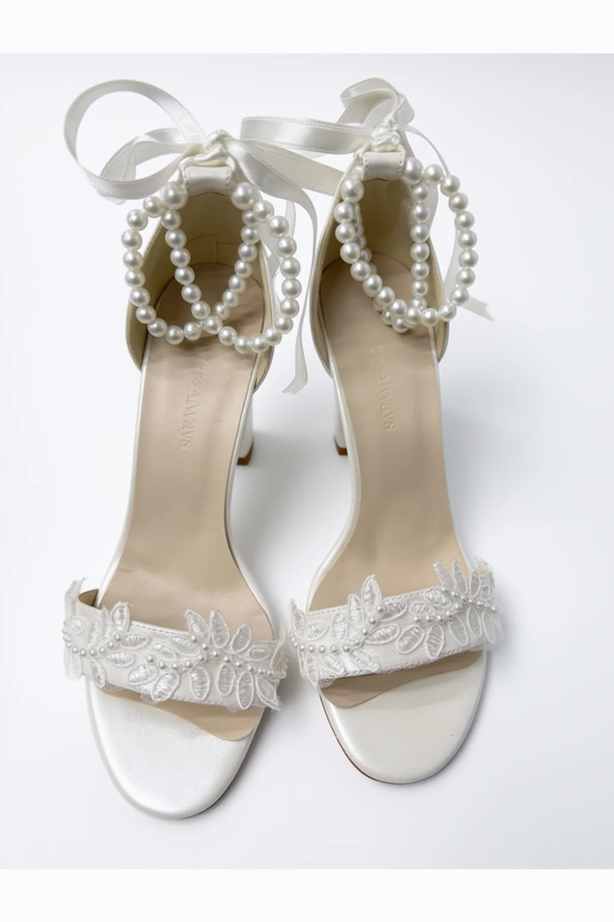 Elysia Pearl And Lace Wedding Heels - Image 5
