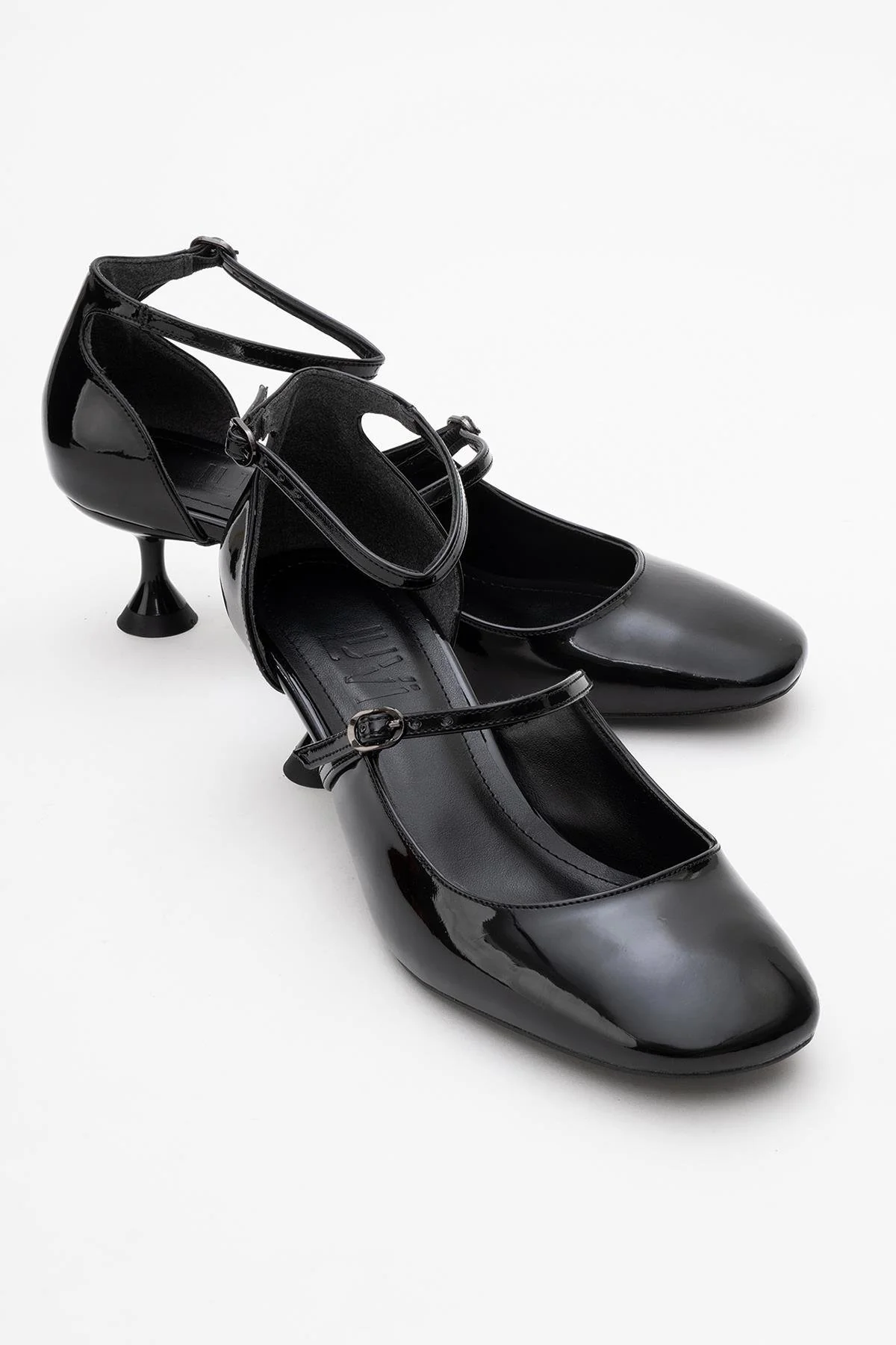 Emly - Black Square Toe Low Heel Shoe (Women)