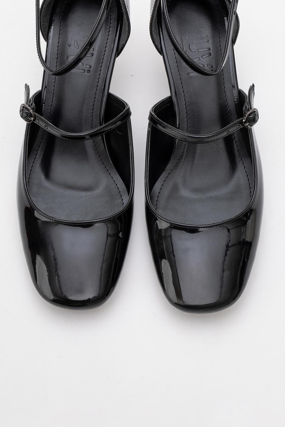 Emly - Black Square Toe Low Heel Shoe (Women) - Image 2