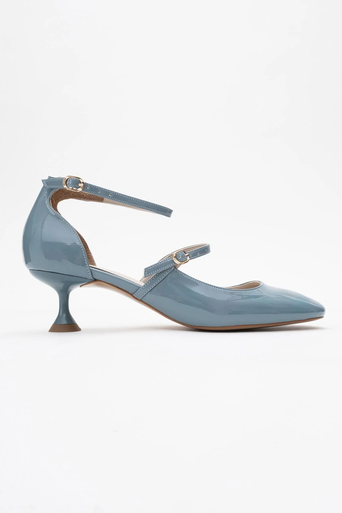 Emly - Blue Patent Round Toe Low Heel Shoe (Women) - Image 6