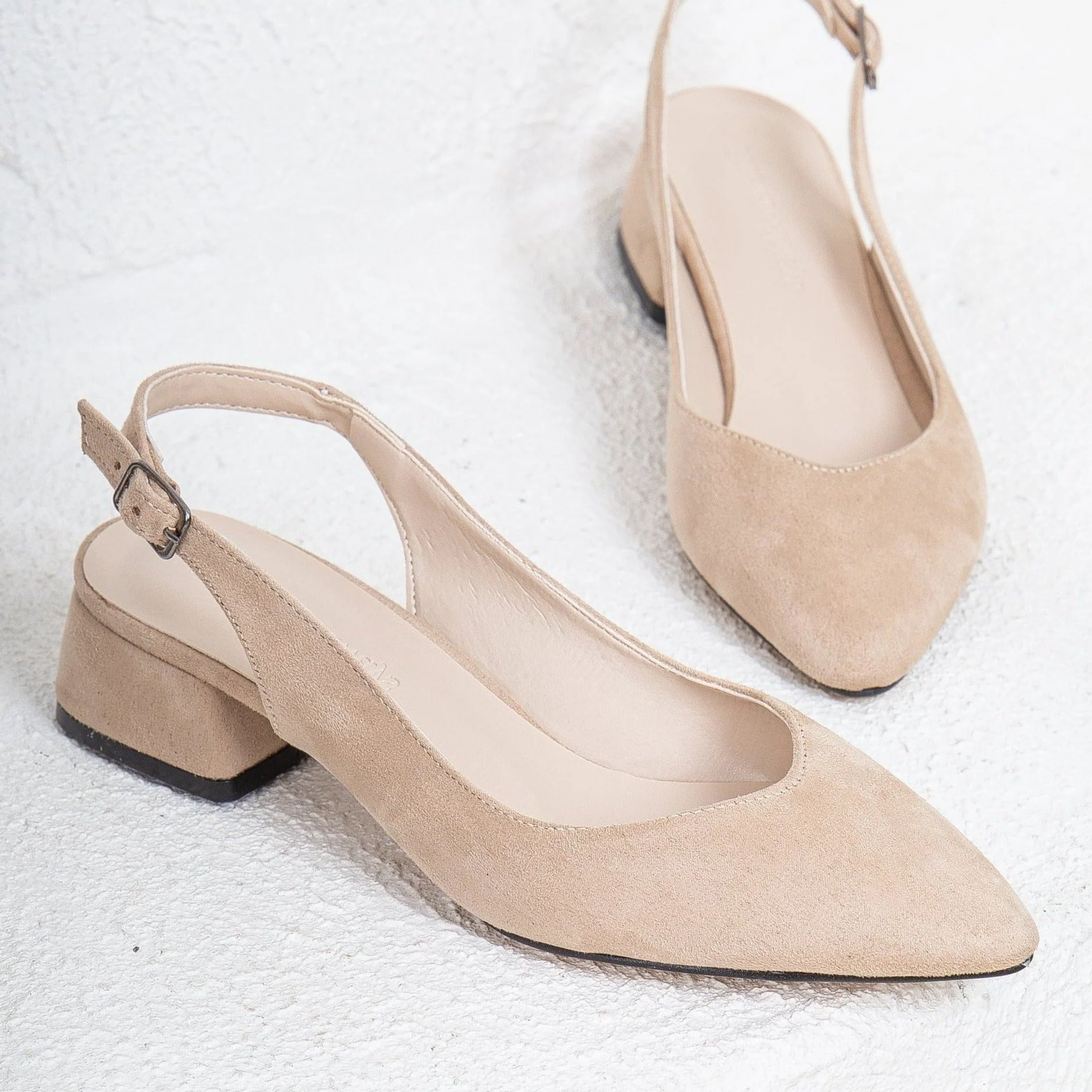 Emma - Beige Suede Slingback Shoes - Image 4